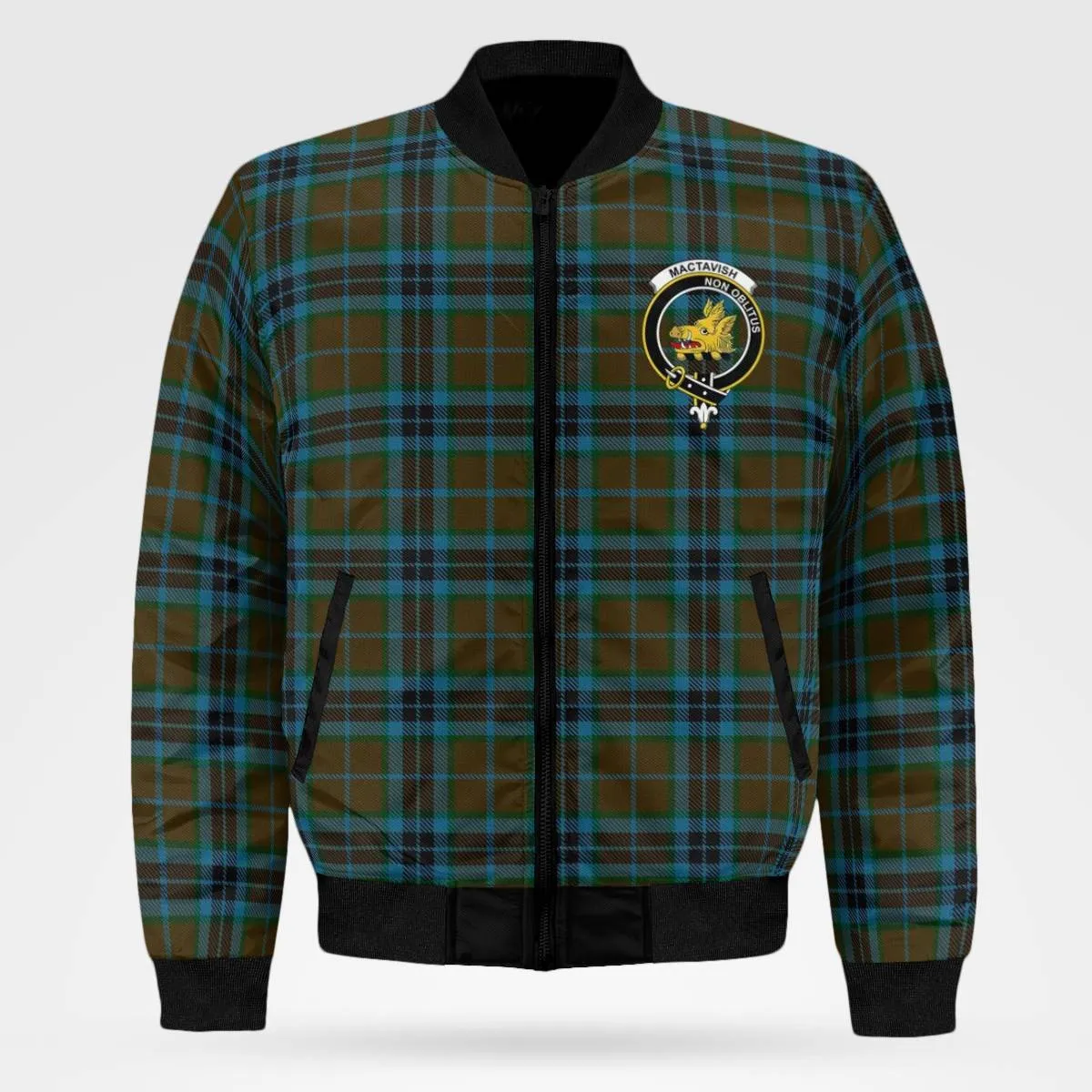 Clan MacTavish Hunting Tartan Crest Bomber Jacket NL80