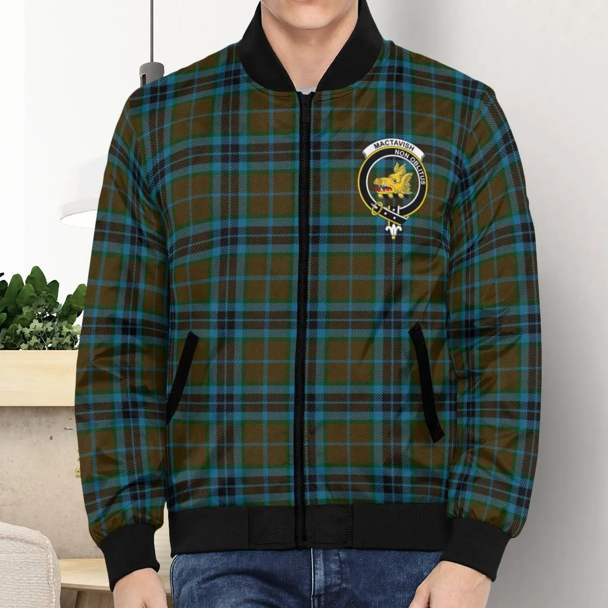Clan MacTavish Hunting Tartan Crest Bomber Jacket NL80