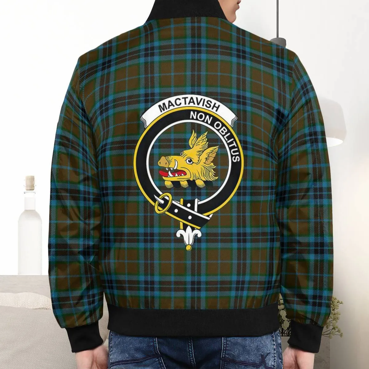 Clan MacTavish Hunting Tartan Crest Bomber Jacket NL80
