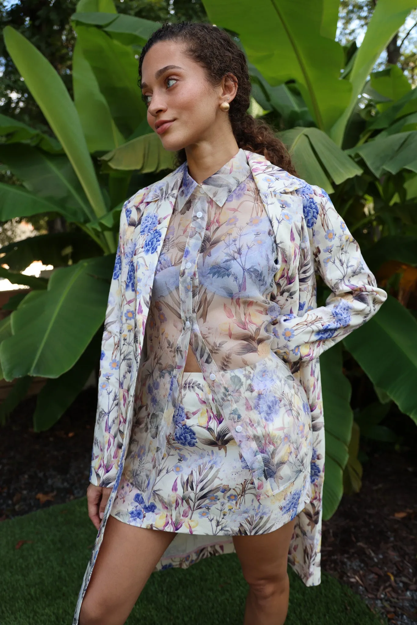 Claudia Linen Jacket in Periwinkle