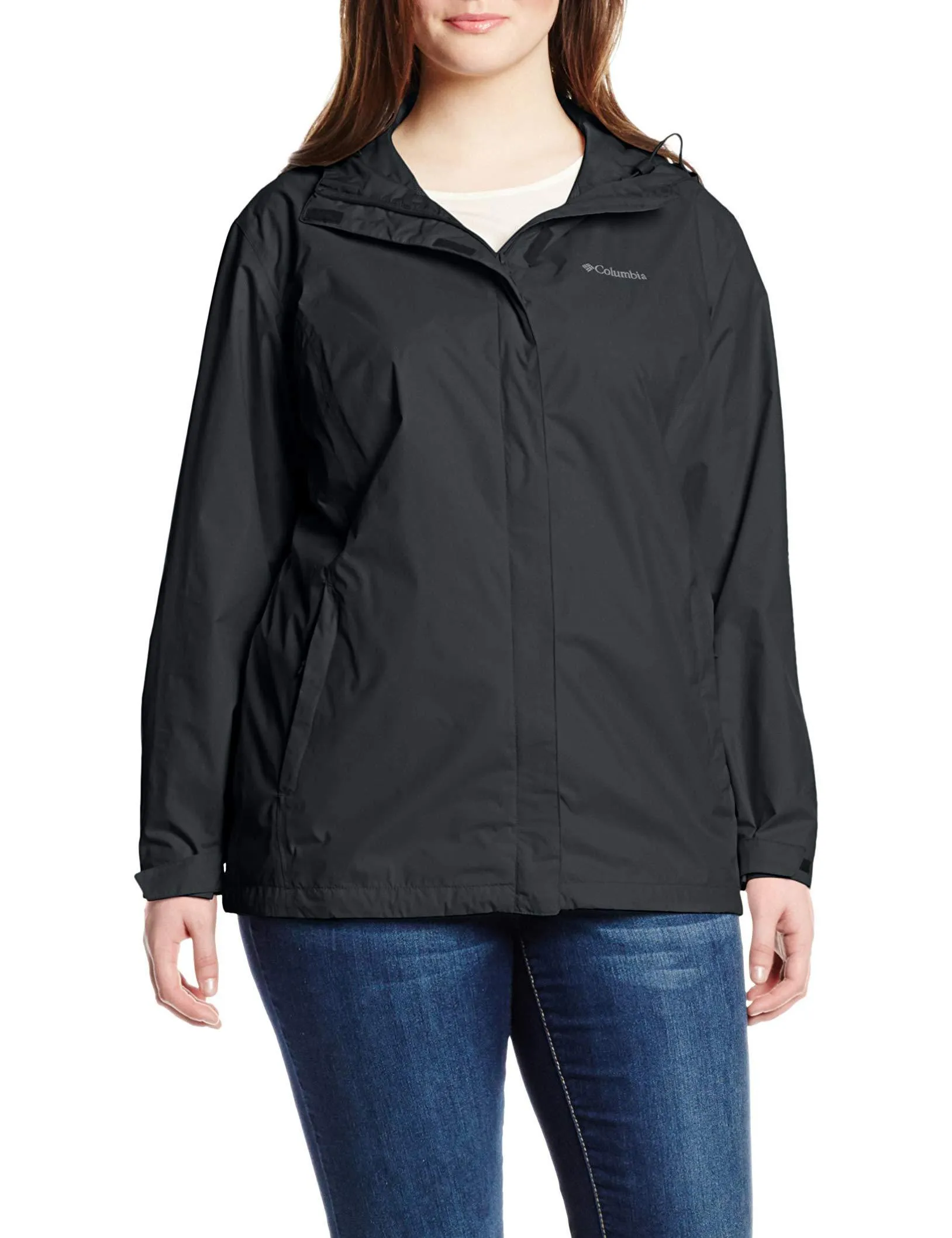 Columbia Women's Arcadia II Waterproof Breathable Jacket with Packable Hood, Black, Medium