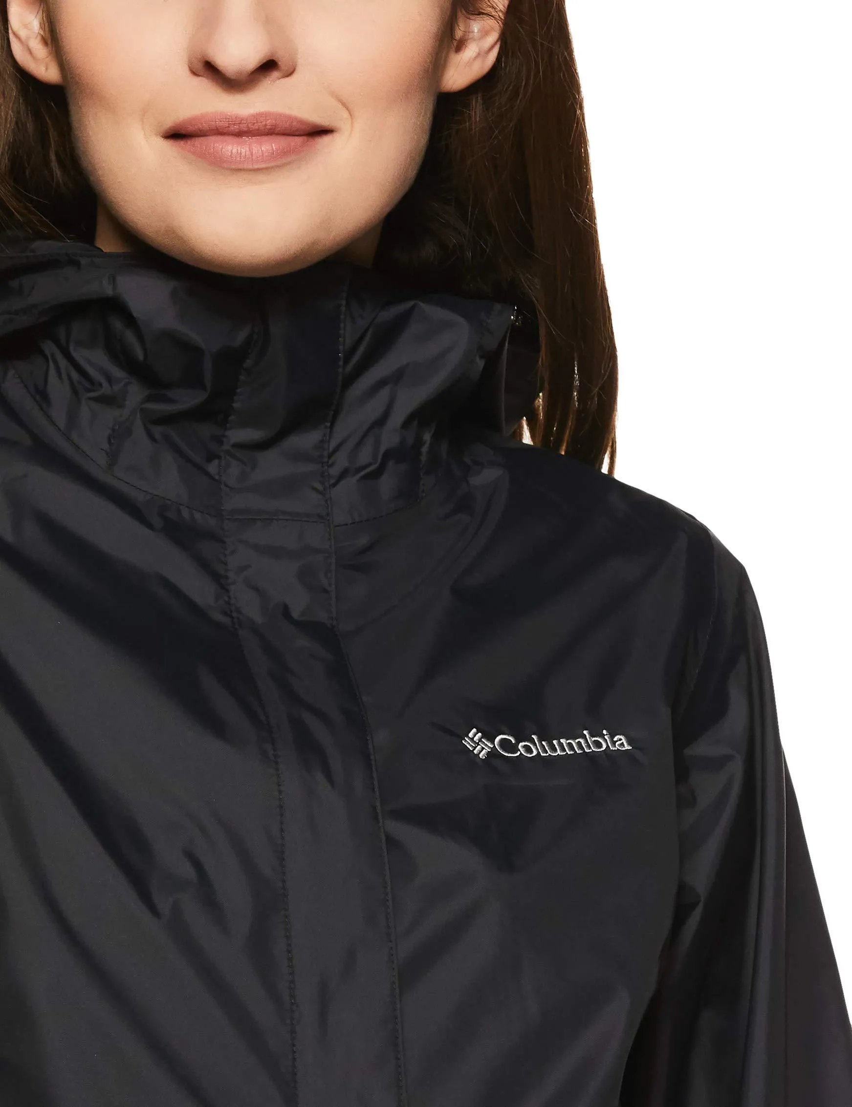 Columbia Women's Arcadia II Waterproof Breathable Jacket with Packable Hood, Black, Medium