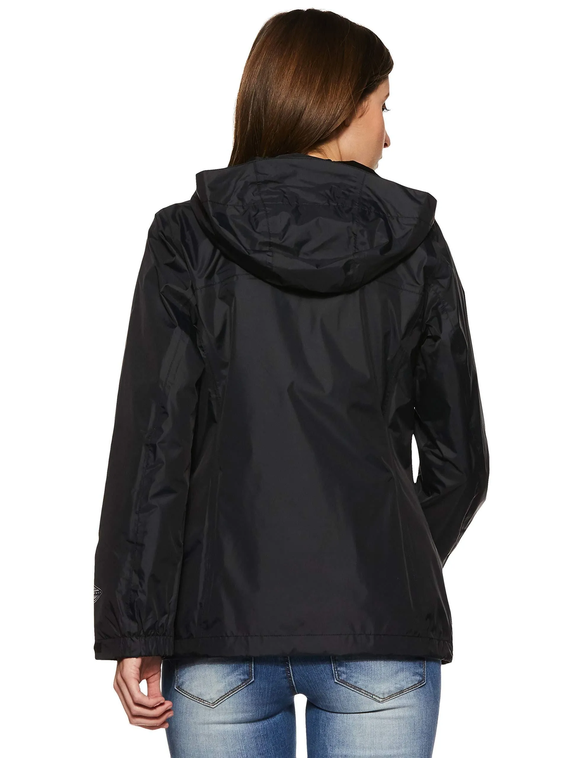 Columbia Women's Arcadia II Waterproof Breathable Jacket with Packable Hood, Black, Medium