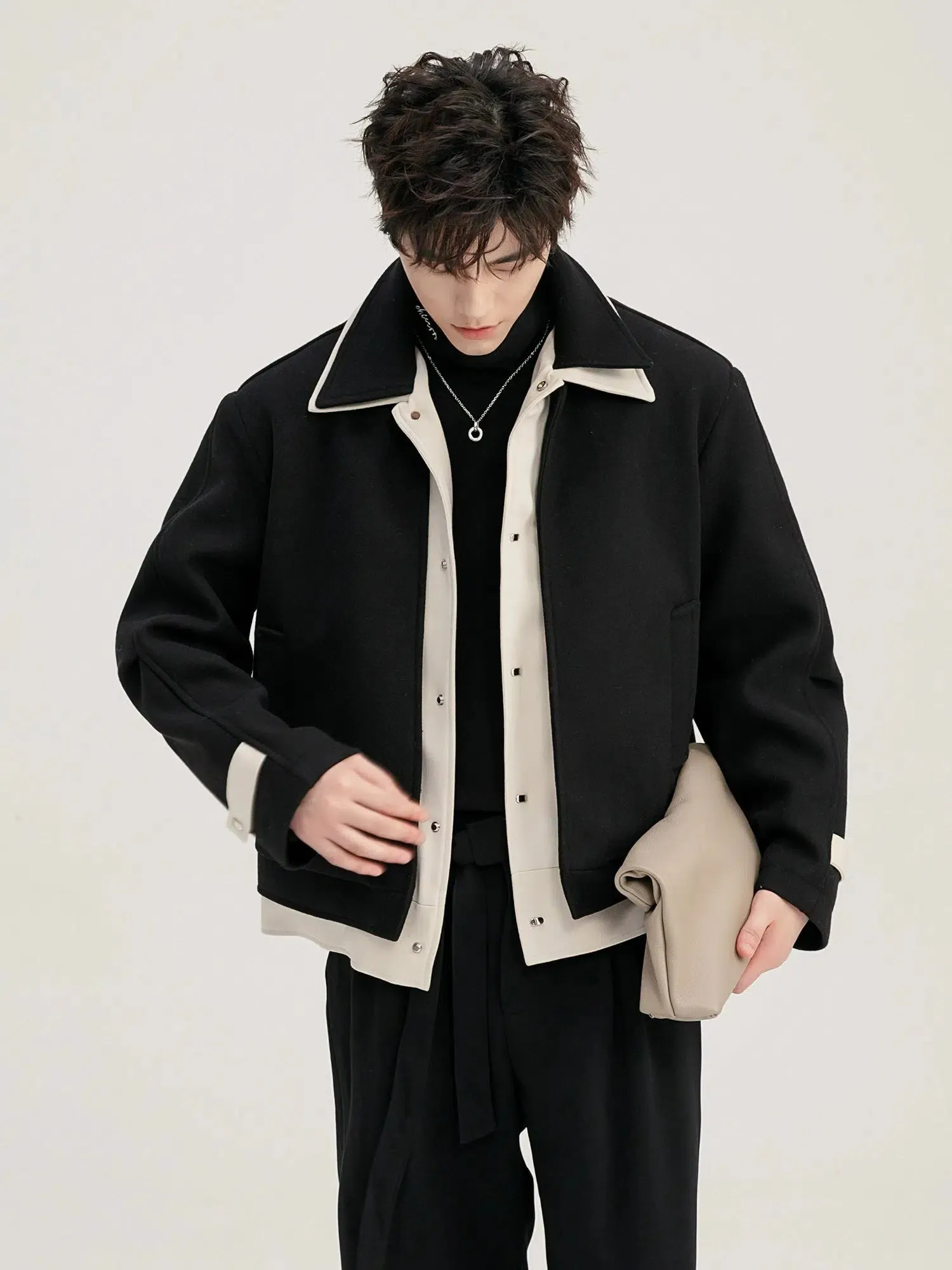Contrast Color Wool Two-piece Jacket