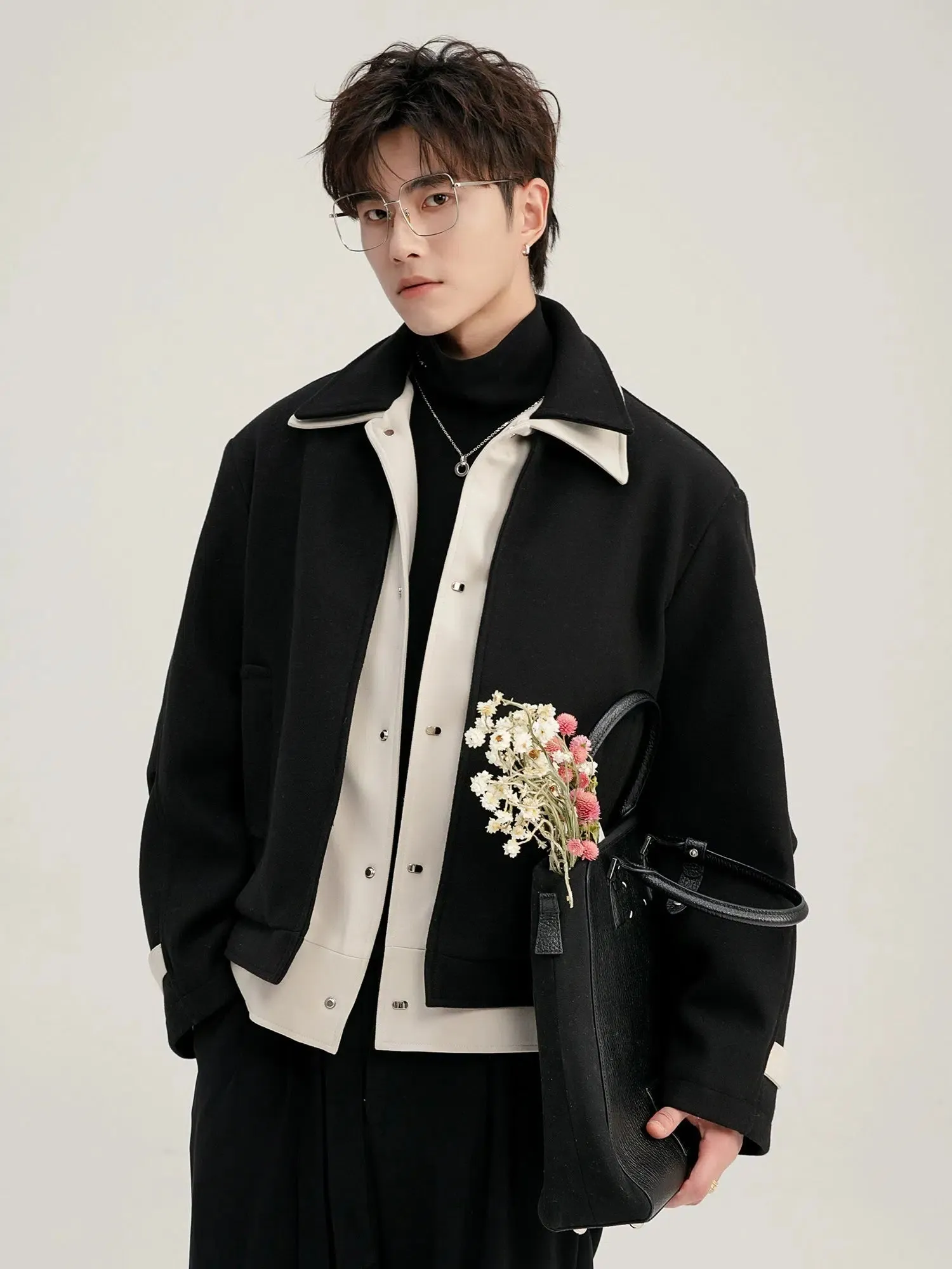 Contrast Color Wool Two-piece Jacket