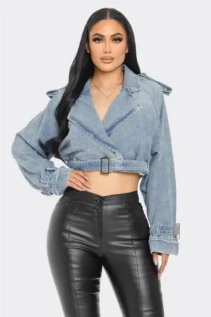 Crop Denim Motor Jacket