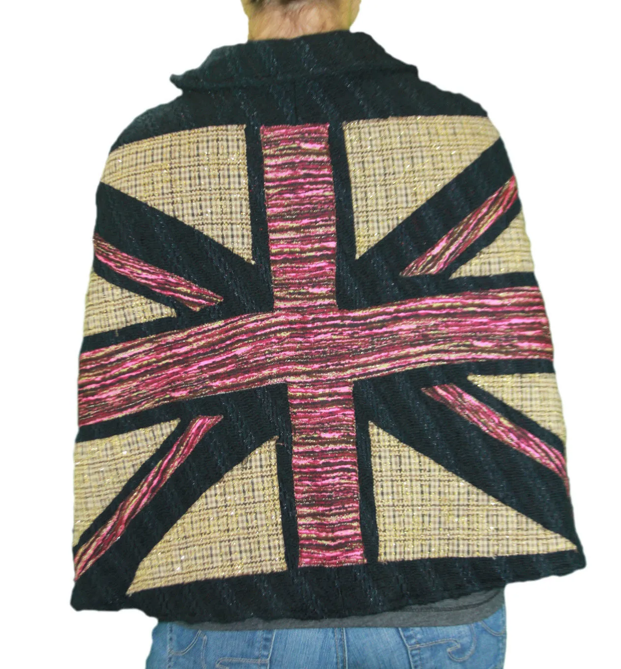 CUSTO BARCELONA Women's Kapa Black Across Button Shawl RT592310 $605 NWT