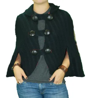 CUSTO BARCELONA Women's Kapa Black Across Button Shawl RT592310 $605 NWT