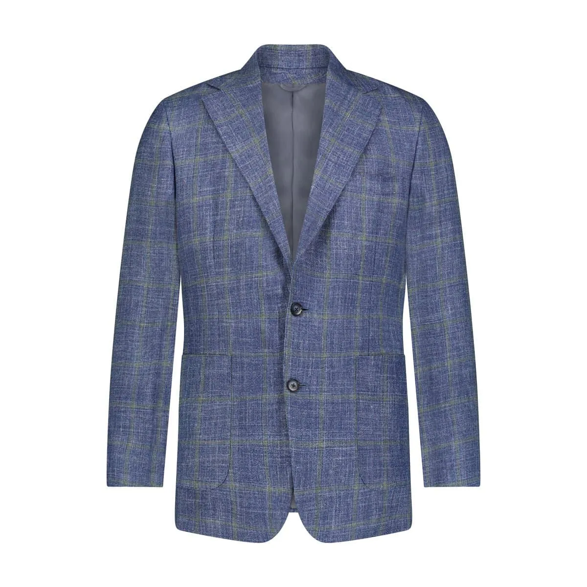 Custom Wool/Silk/Linen Check Sport Coat - Blue/Green