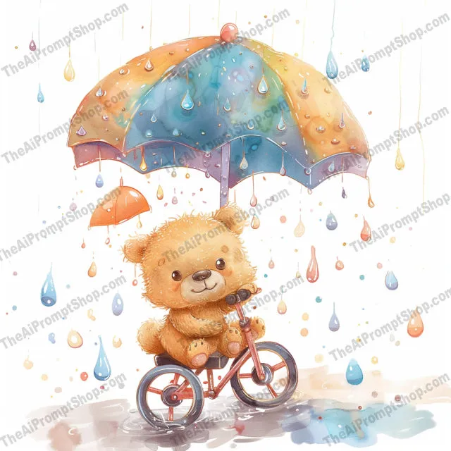 Cute Animals in Rain AI MidJourney Image Prompt, 8858