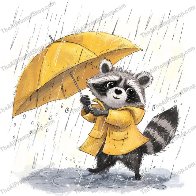 Cute Animals in Rain AI MidJourney Image Prompt, 8858