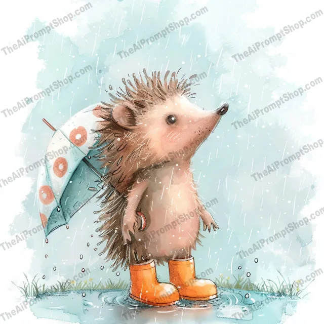 Cute Animals in Rain AI MidJourney Image Prompt, 8858