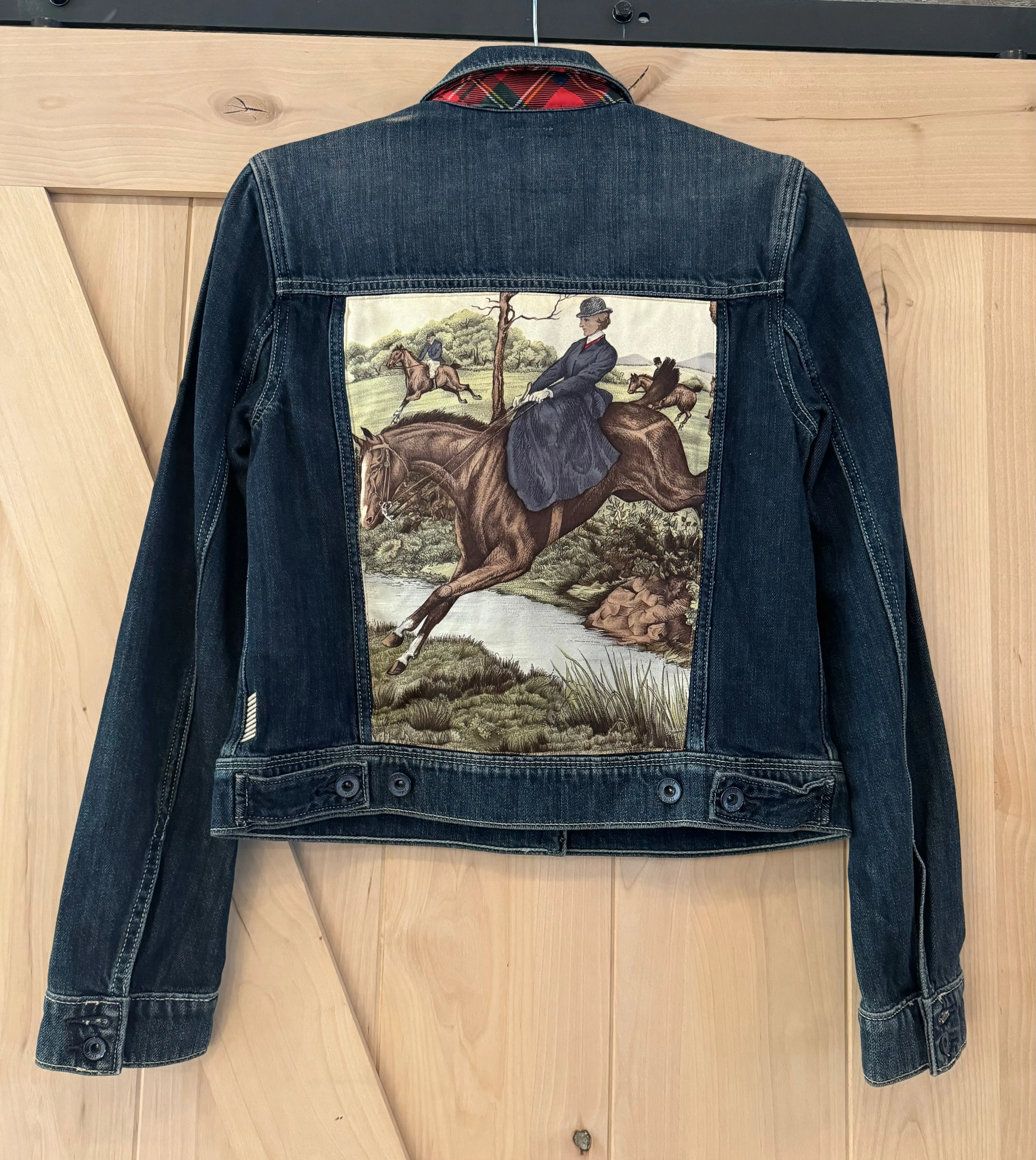 Denim Jacket with Vintage Scarf