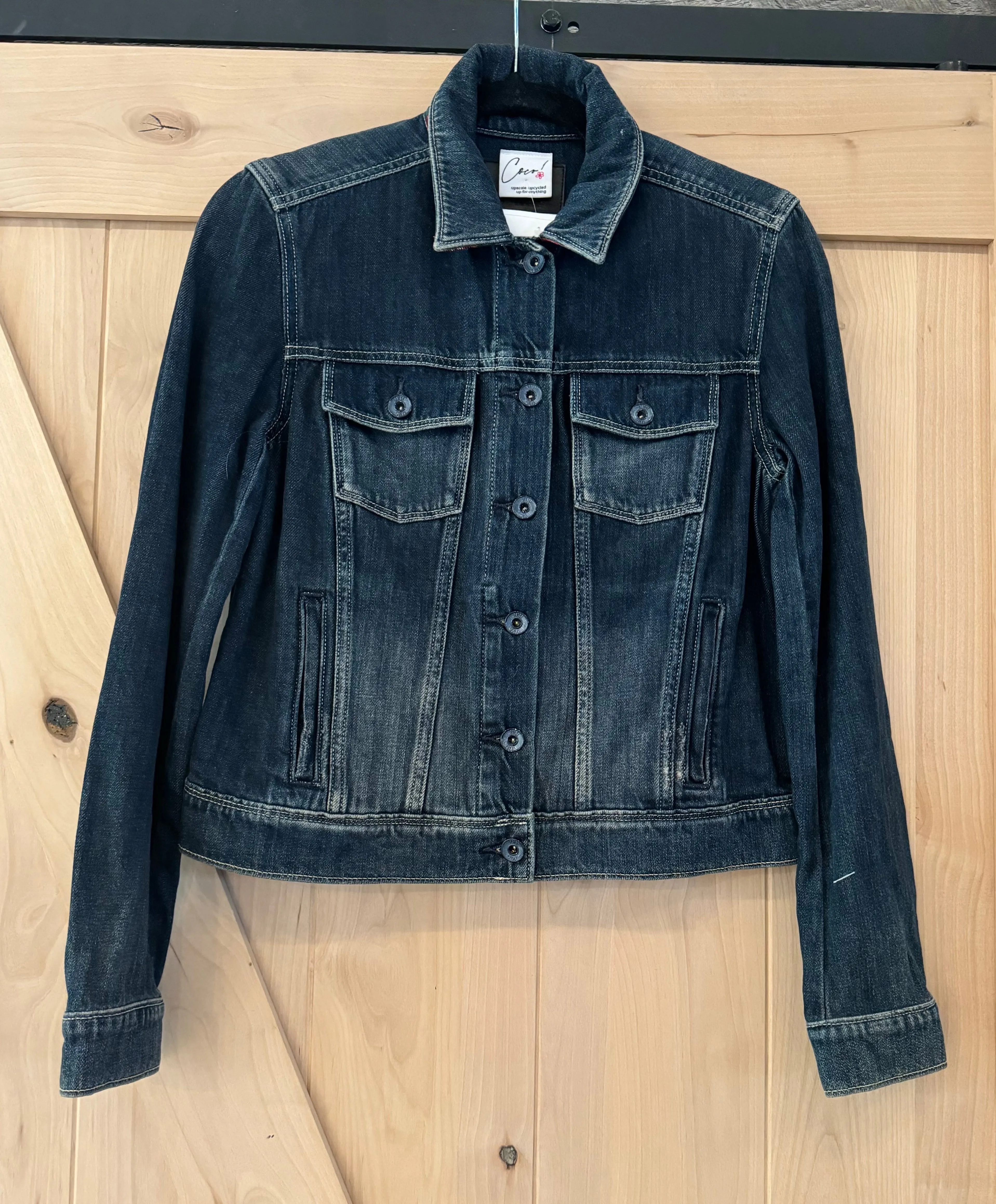 Denim Jacket with Vintage Scarf