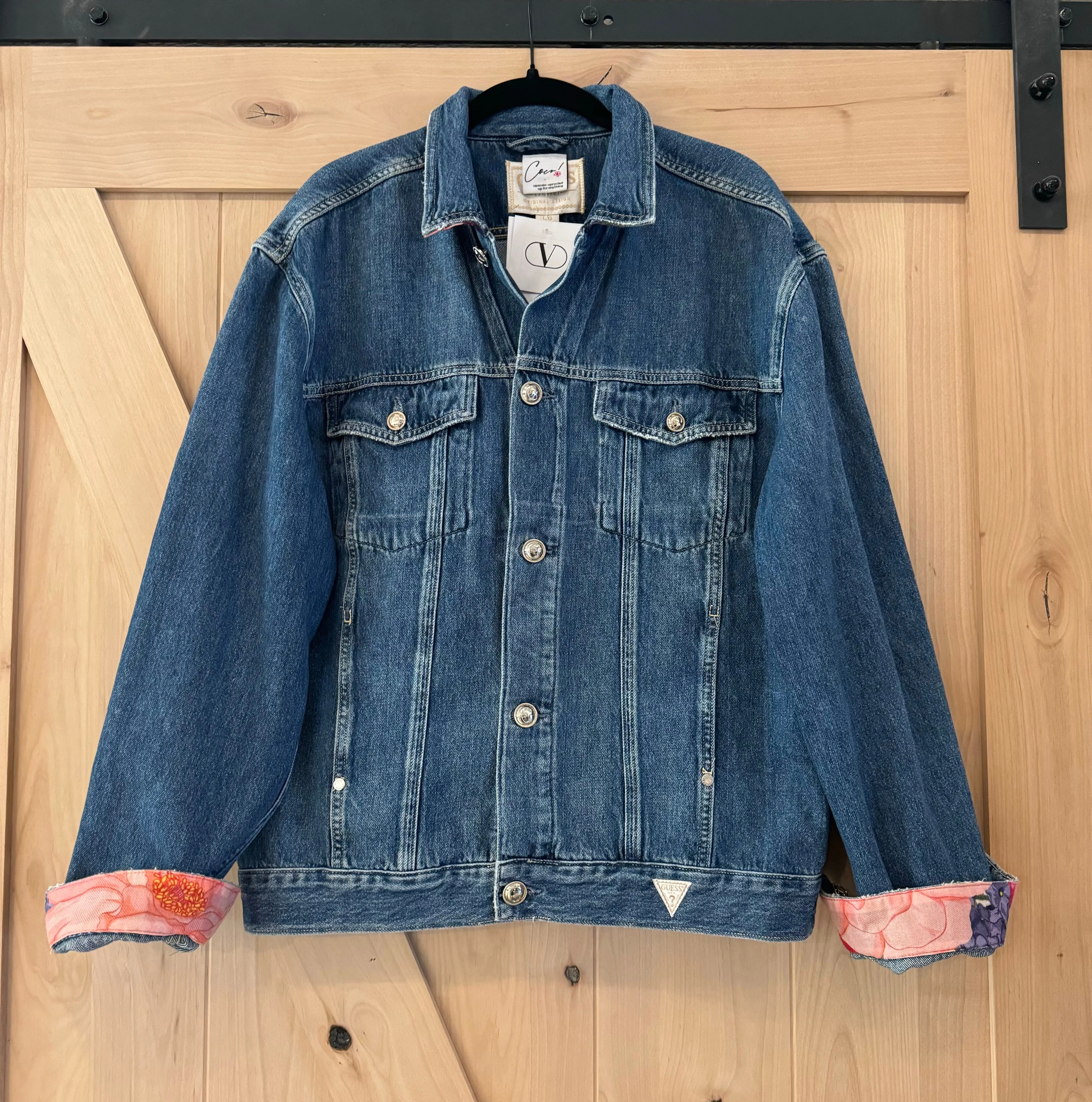 Denim Jacket with Vintage Scarf
