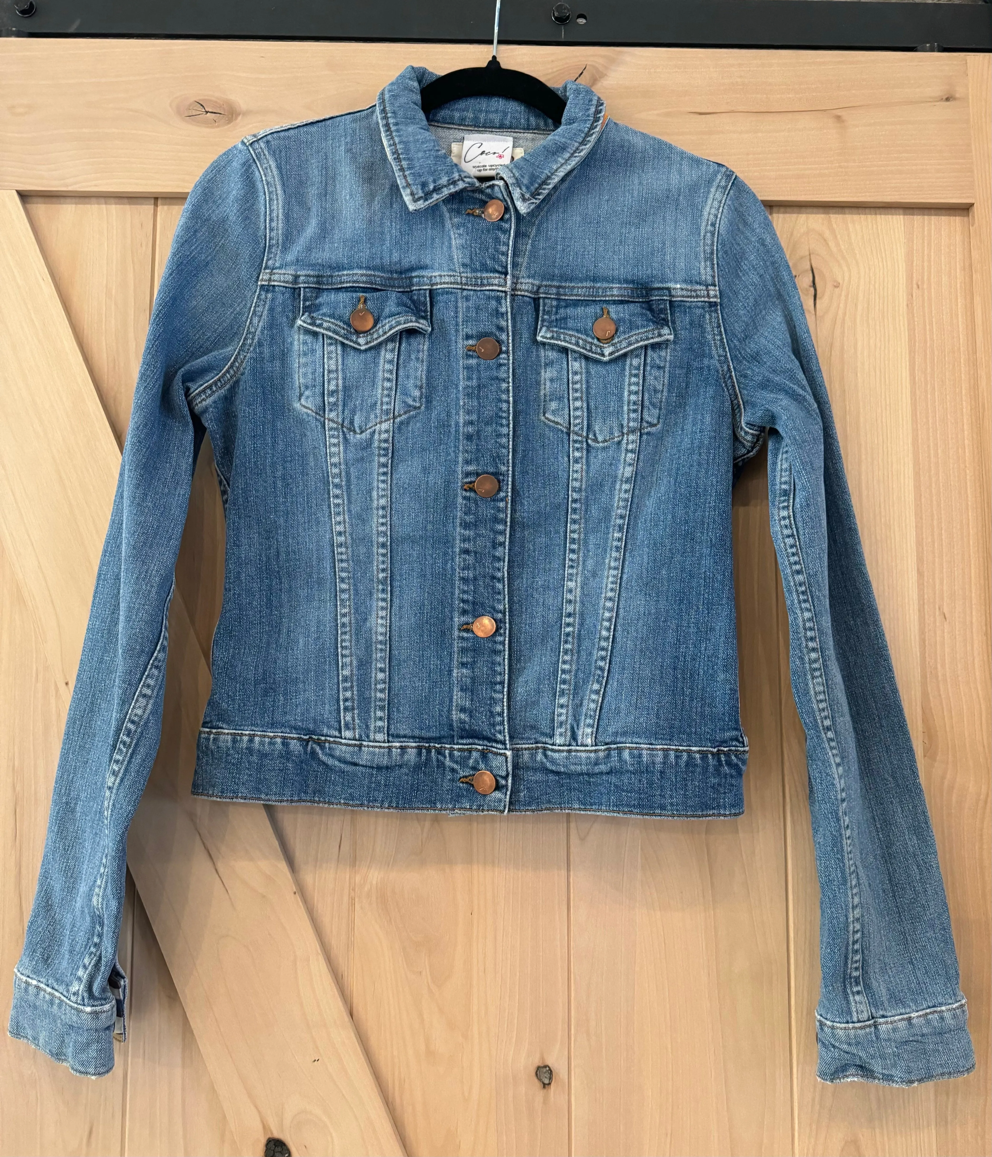Denim Jacket with Vintage Scarf