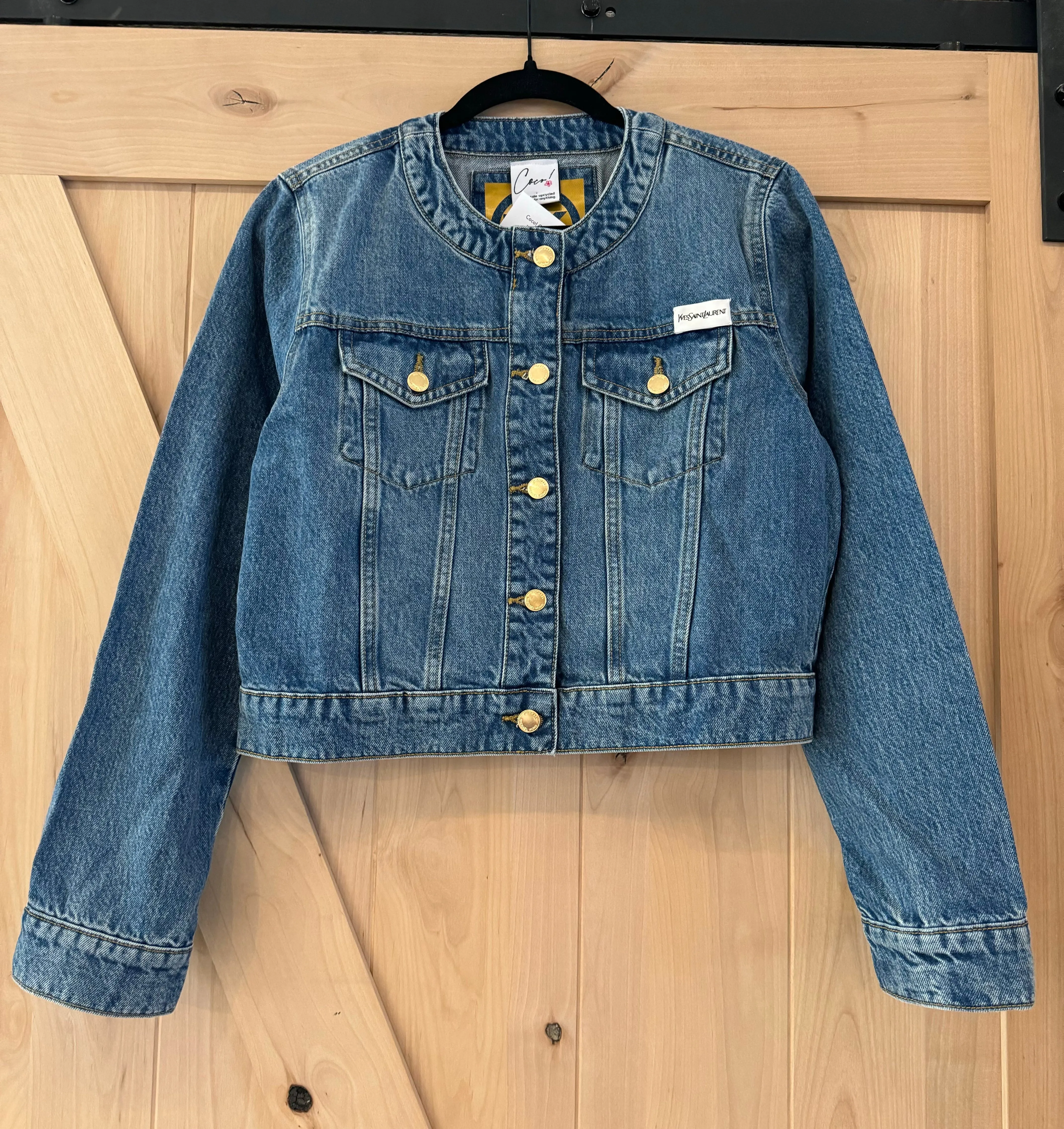 Denim Jacket with Vintage Scarf
