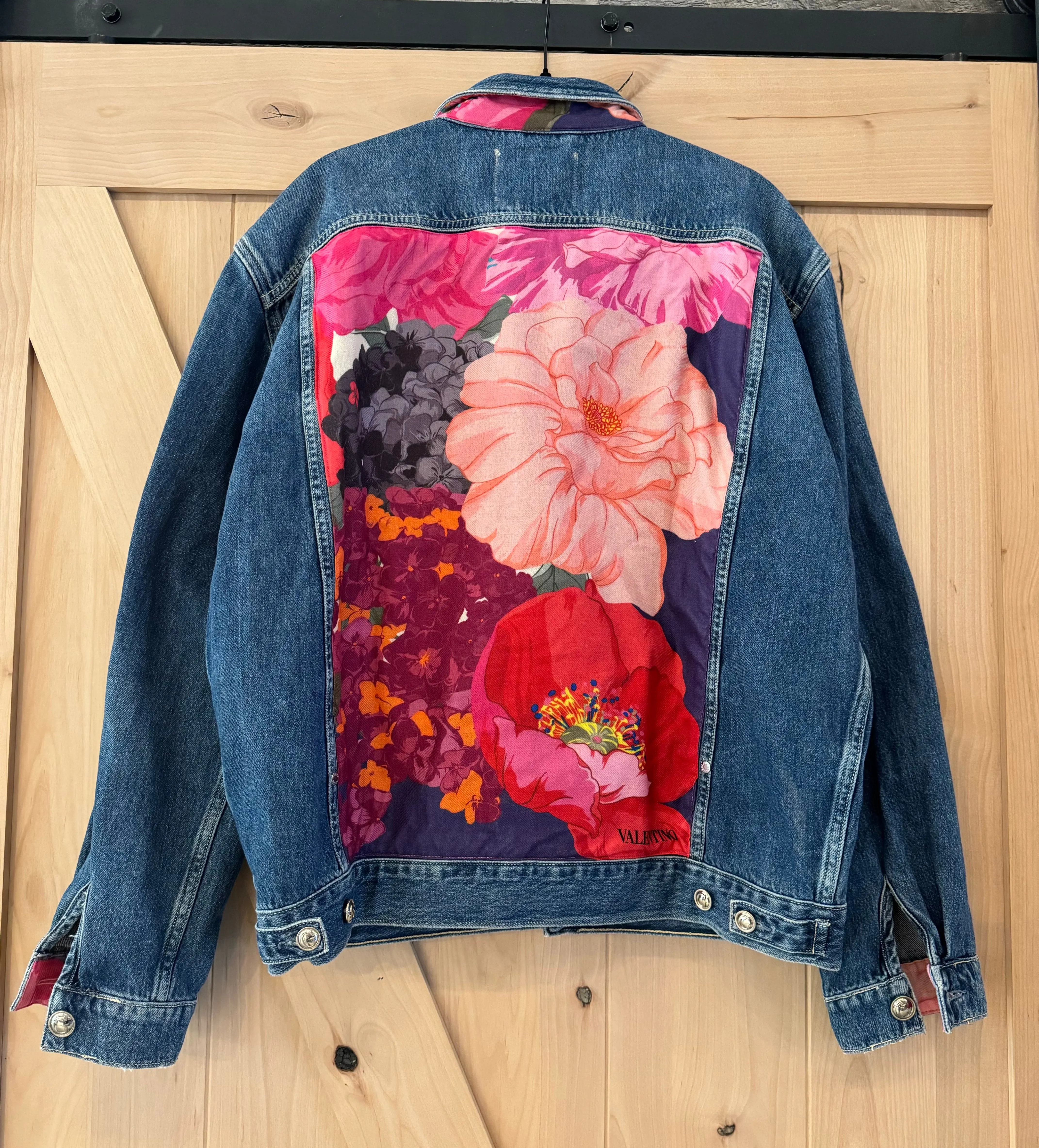 Denim Jacket with Vintage Scarf