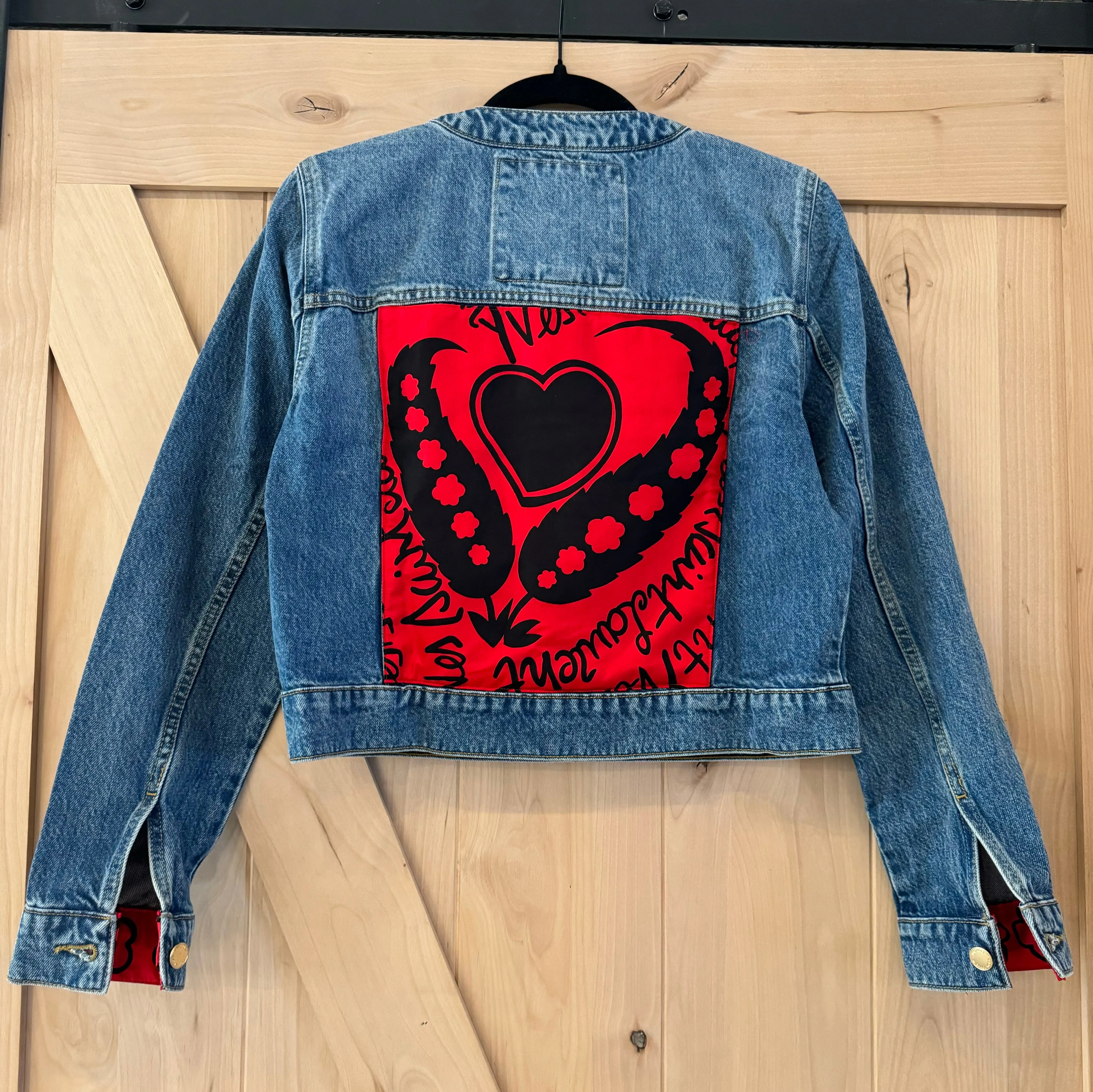 Denim Jacket with Vintage Scarf