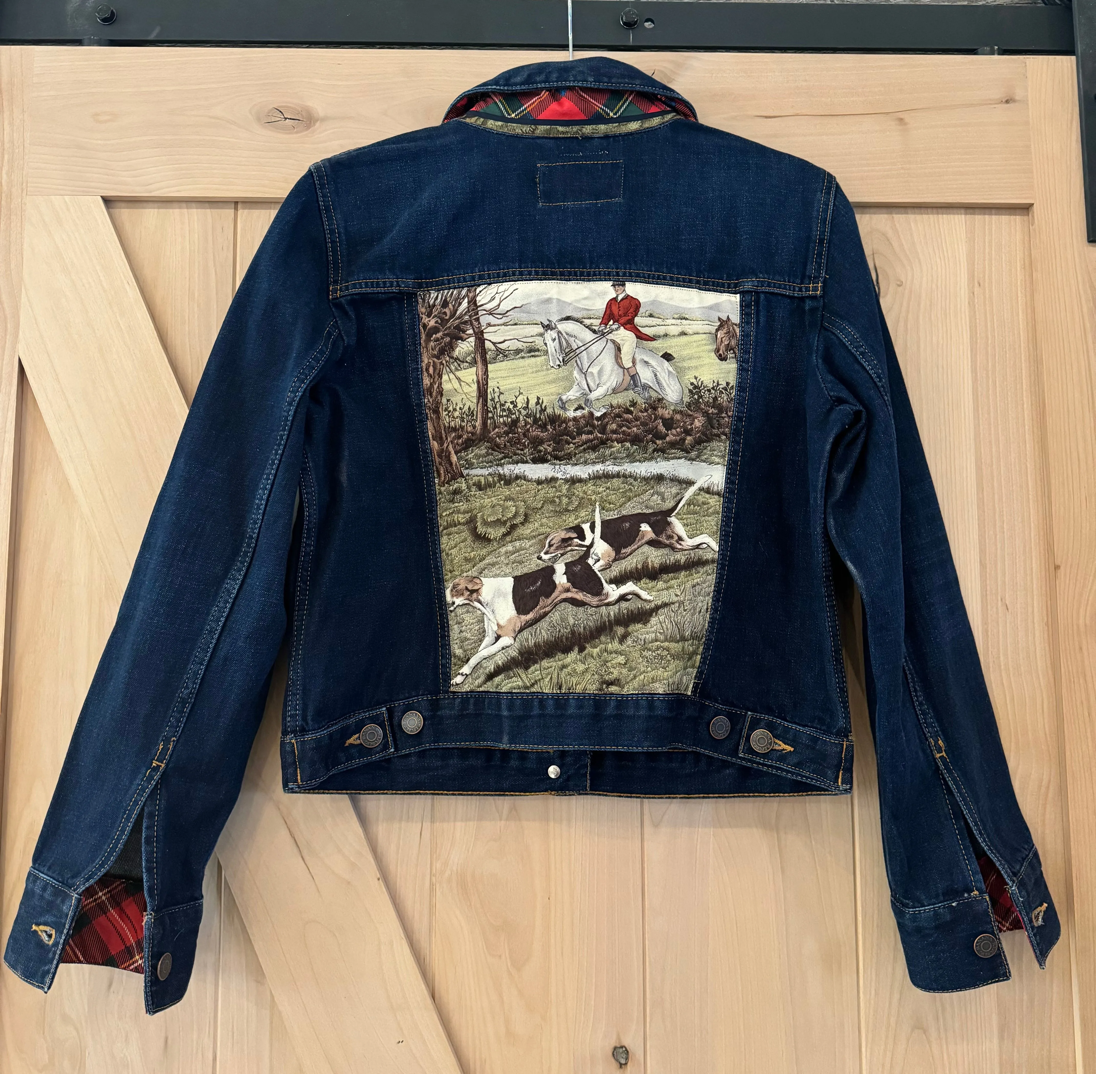 Denim Jacket with Vintage Scarf