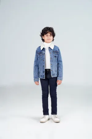 Denim Sherpa Jacket Dark Blue