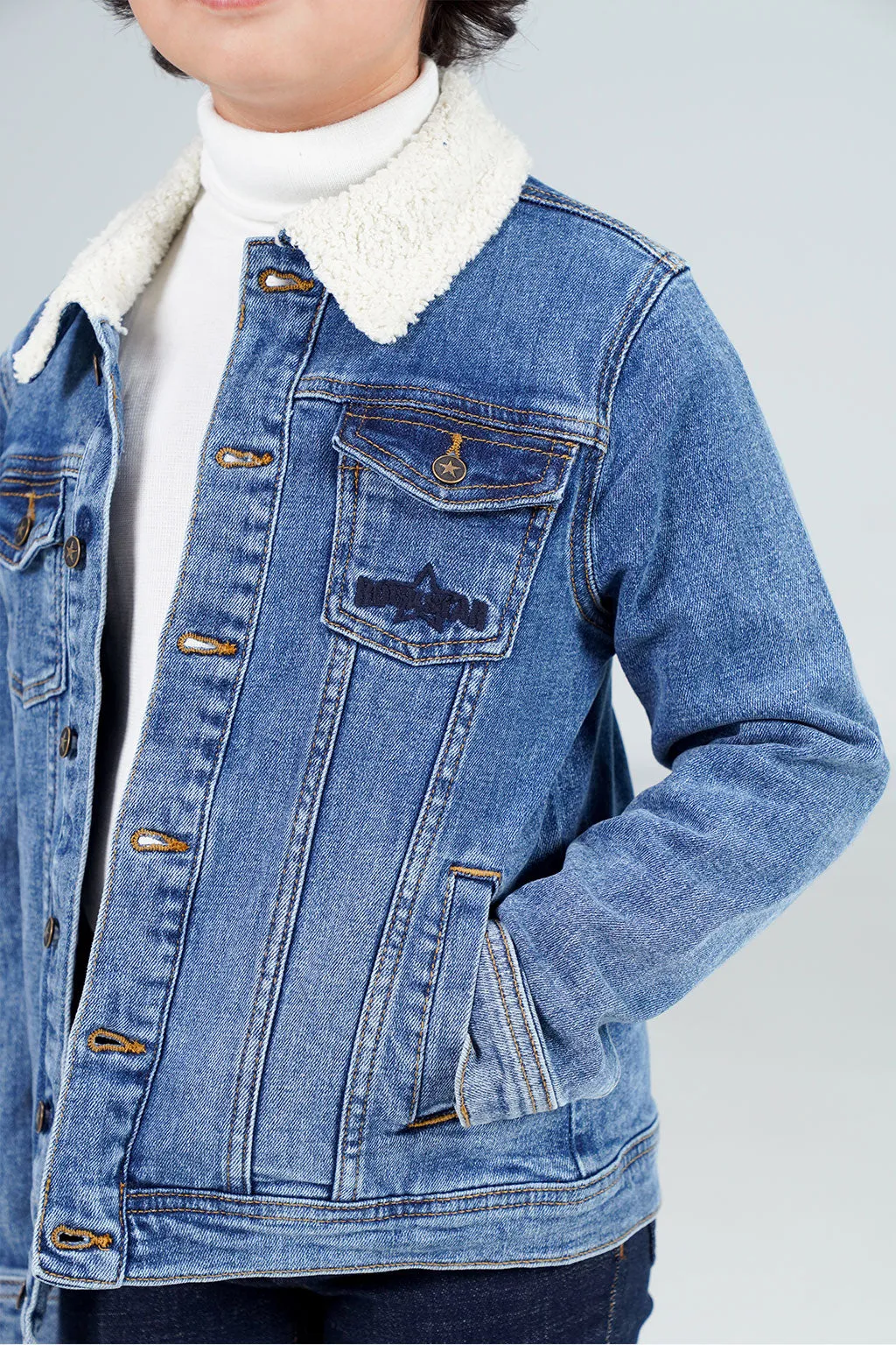 Denim Sherpa Jacket Dark Blue