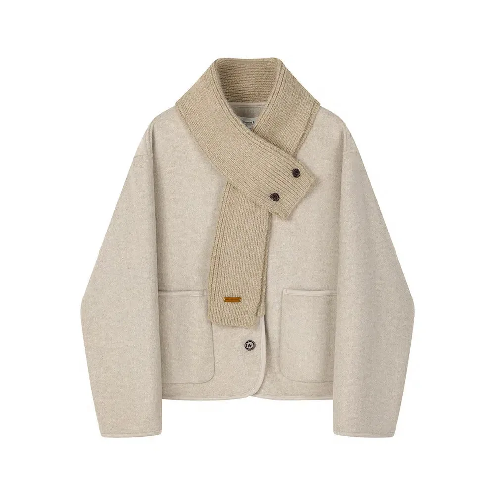 Detachable Scarf Wool Coat