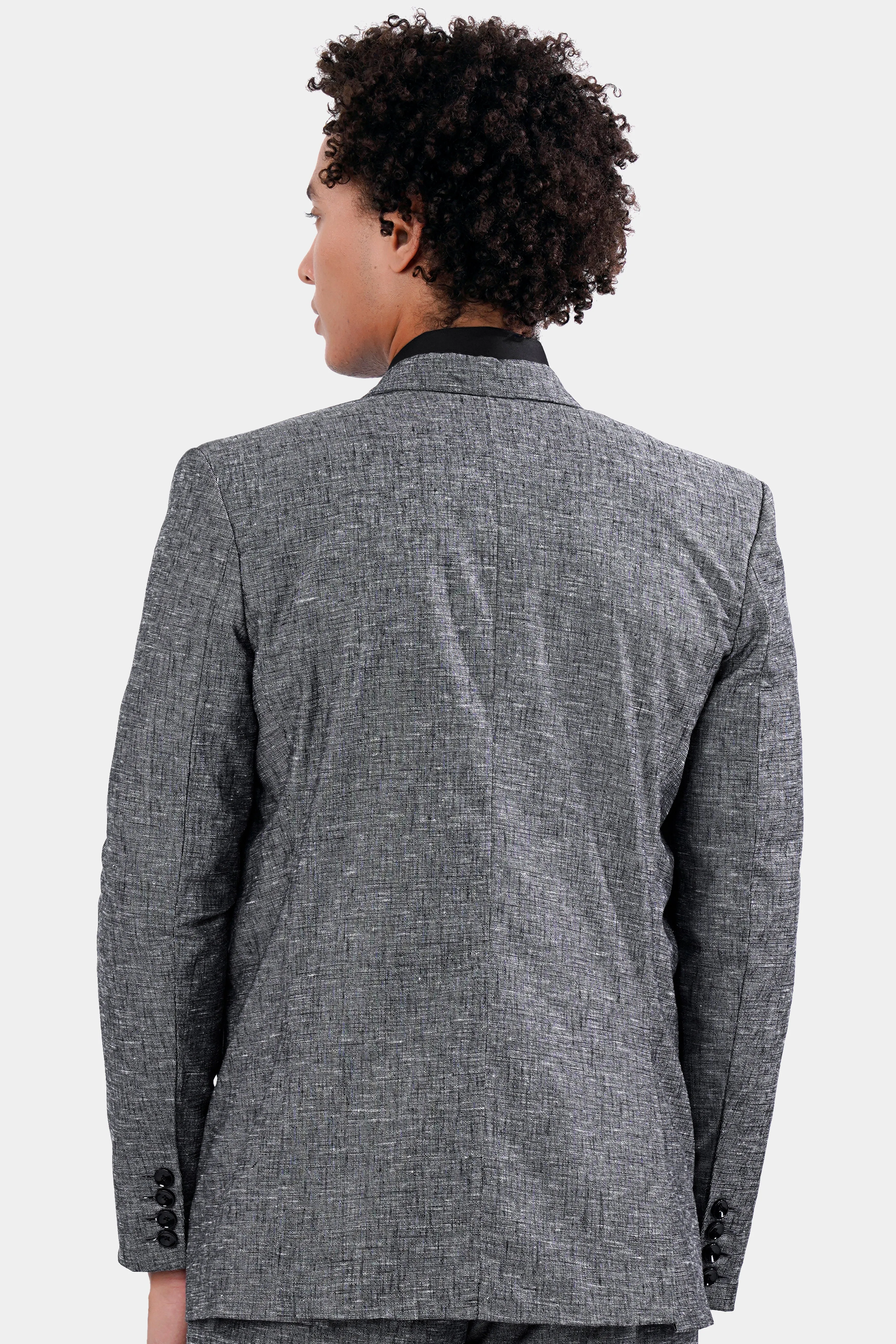 Dim Gray Luxurious Linen Single Breasted Blazer