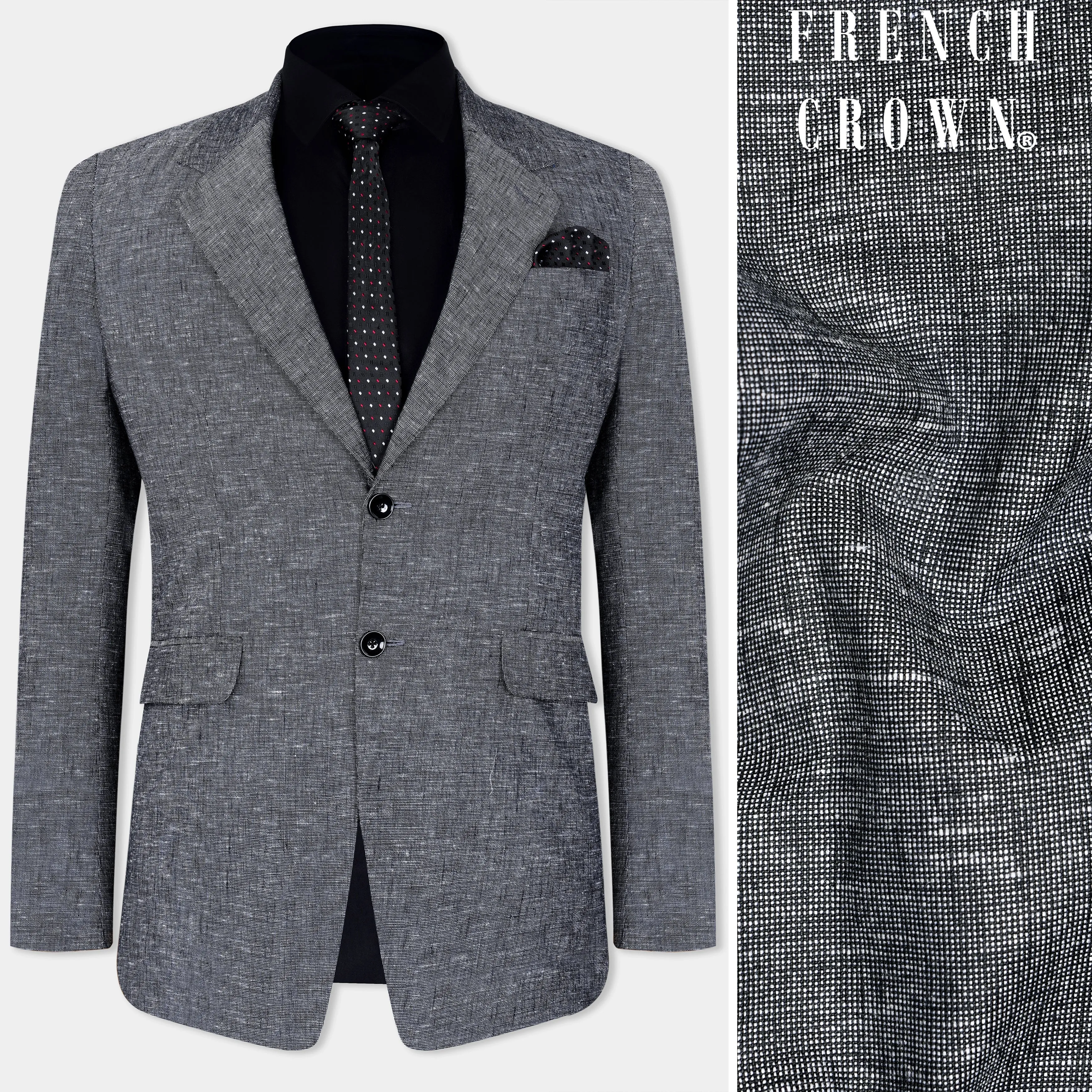 Dim Gray Luxurious Linen Single Breasted Blazer