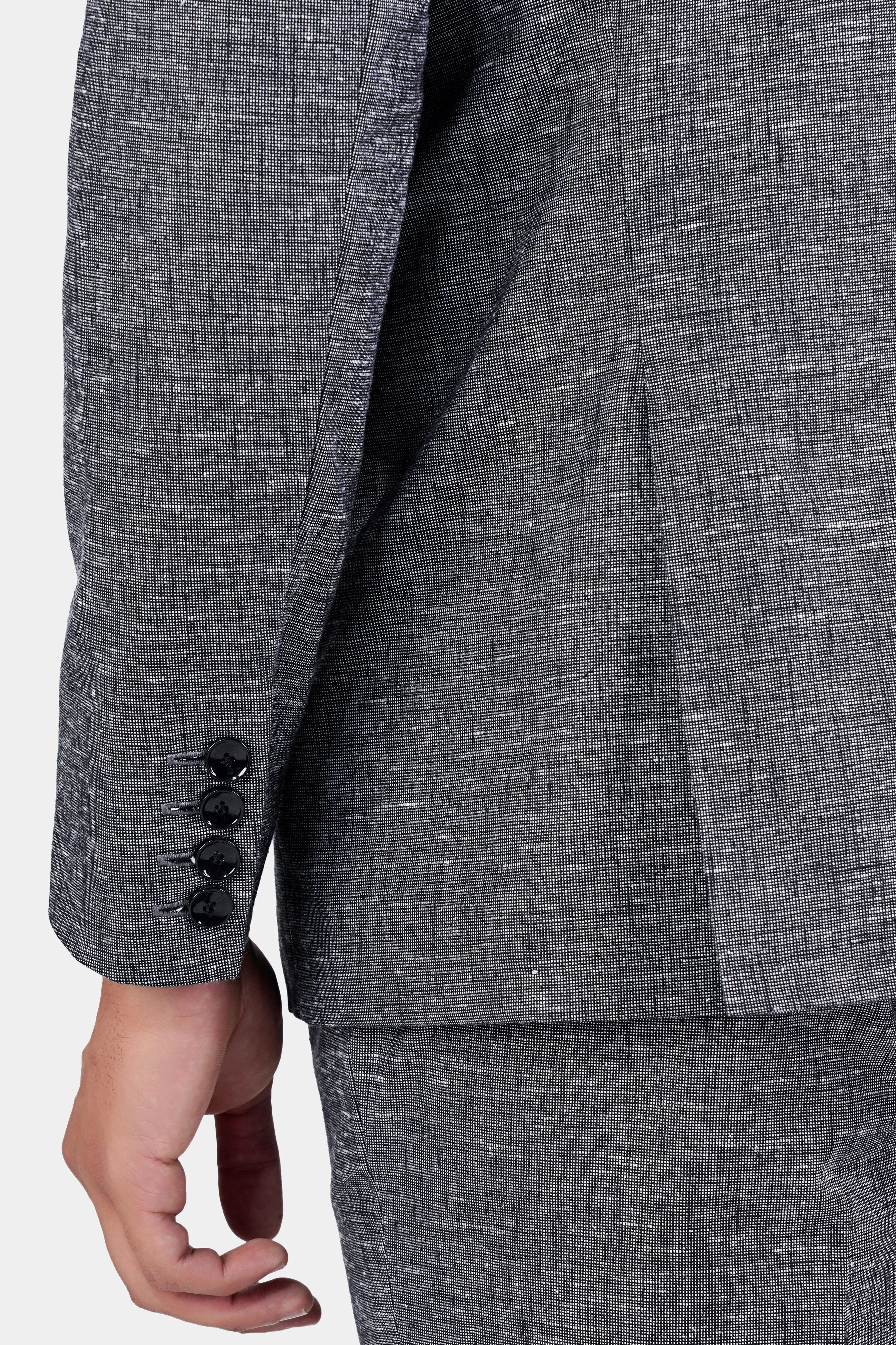 Dim Gray Luxurious Linen Single Breasted Blazer