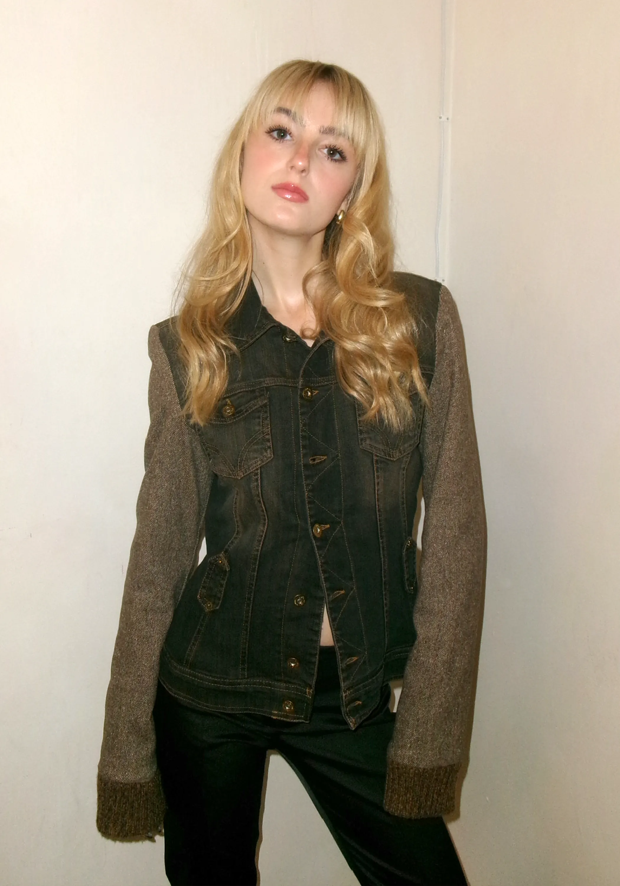 Dolce and Gabbana Denim Jacket with Wool Sleeves