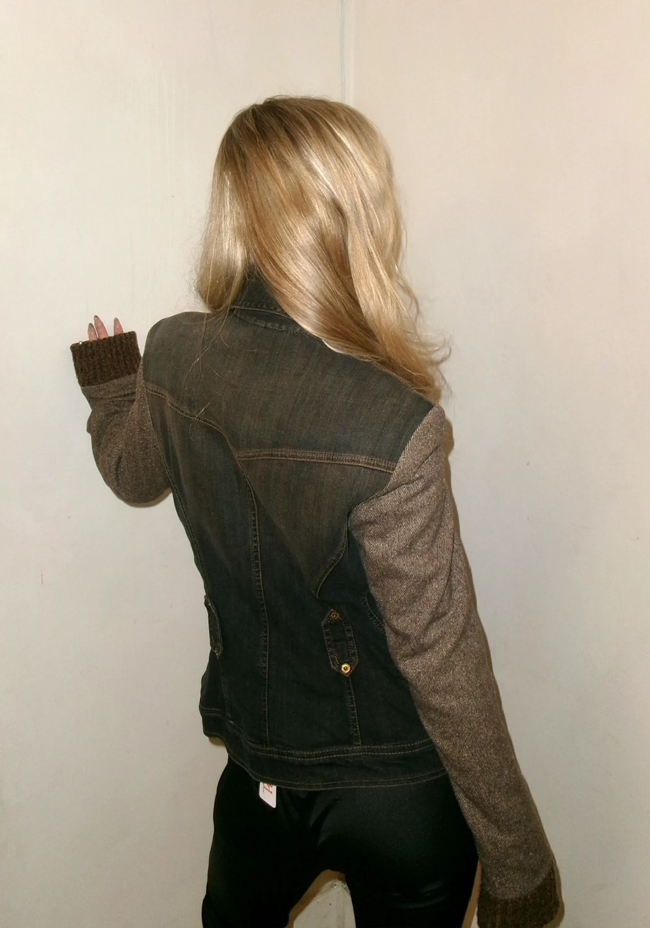 Dolce and Gabbana Denim Jacket with Wool Sleeves