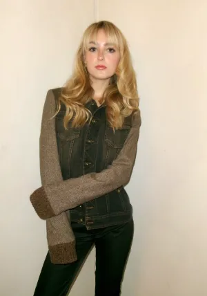 Dolce and Gabbana Denim Jacket with Wool Sleeves