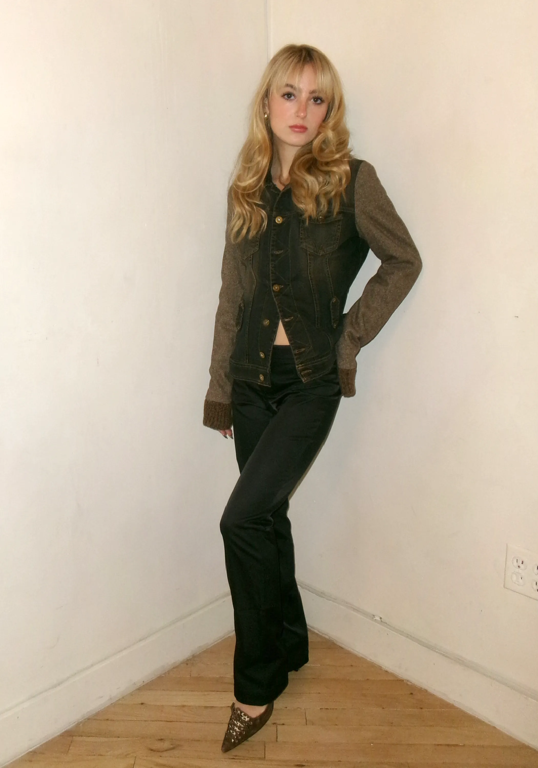Dolce and Gabbana Denim Jacket with Wool Sleeves