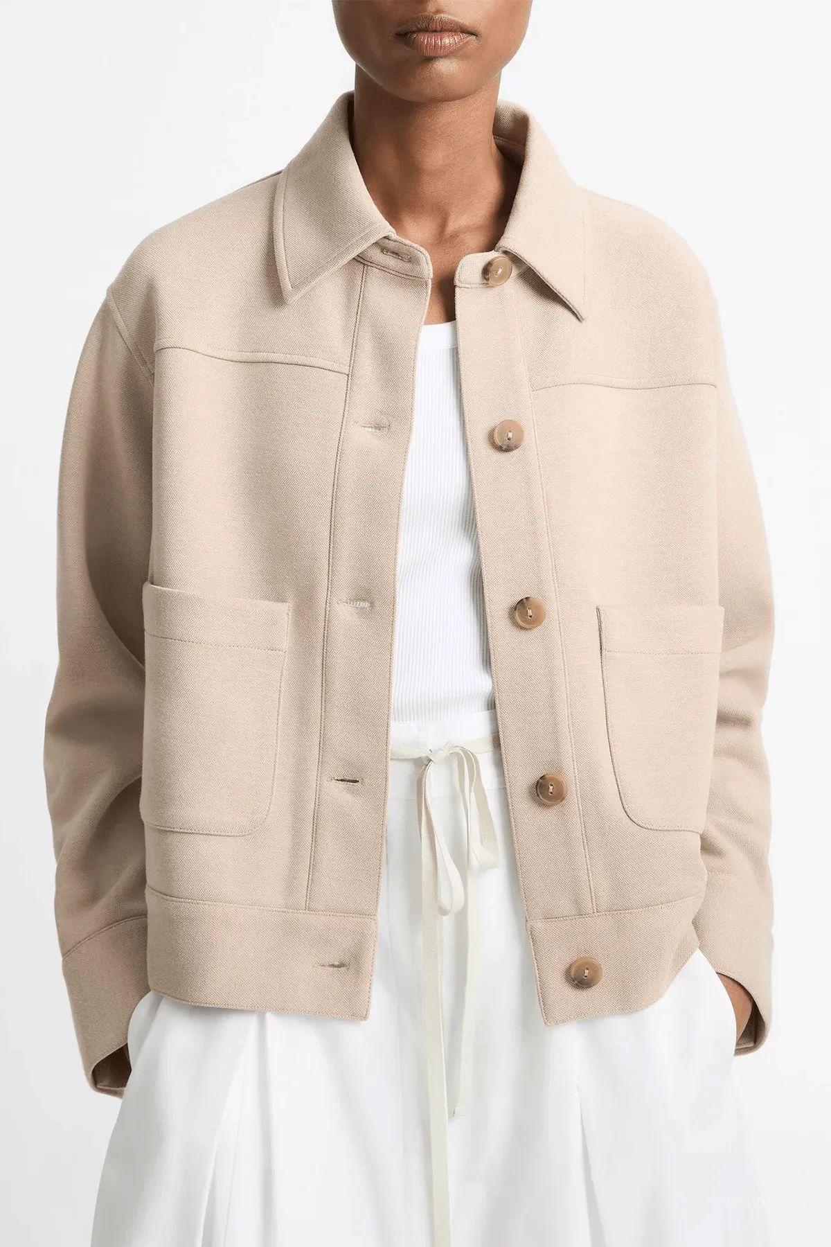 Double-Face Cropped Jacket in Light Sandbar