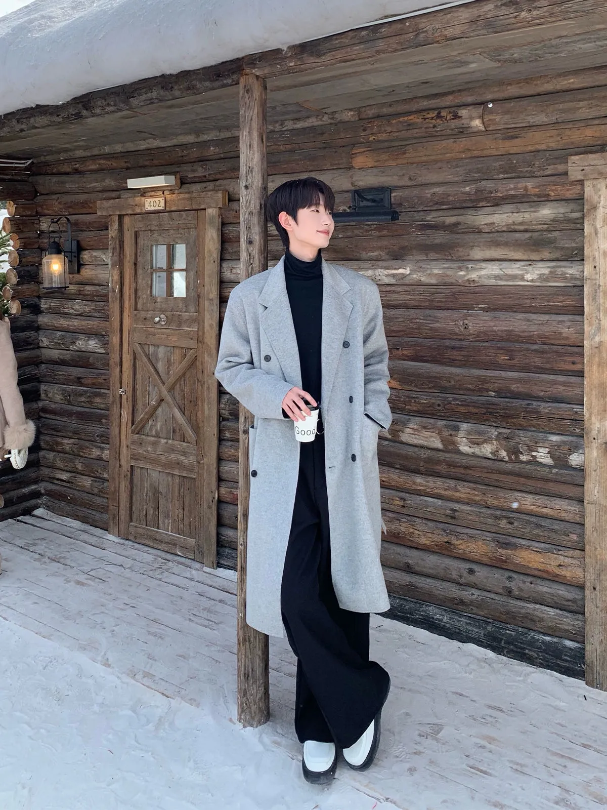 Double-Sided Wool Lapel Coat