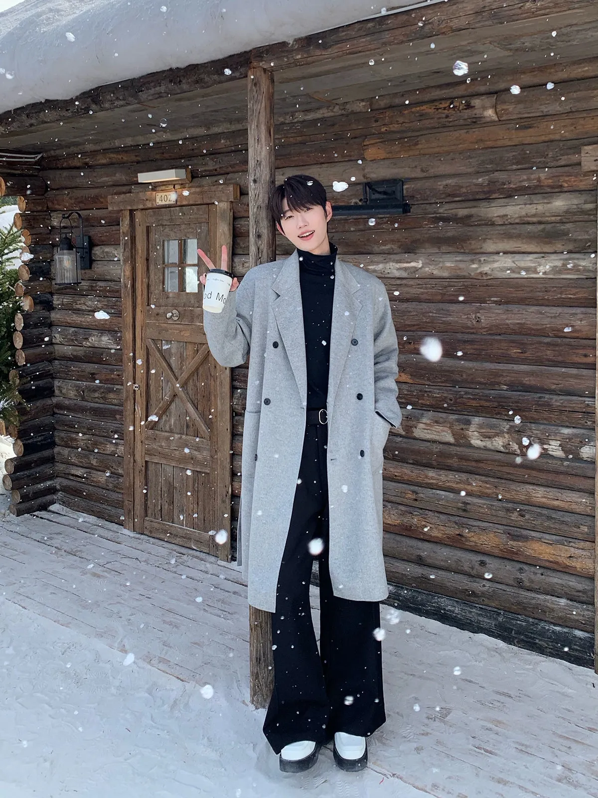 Double-Sided Wool Lapel Coat