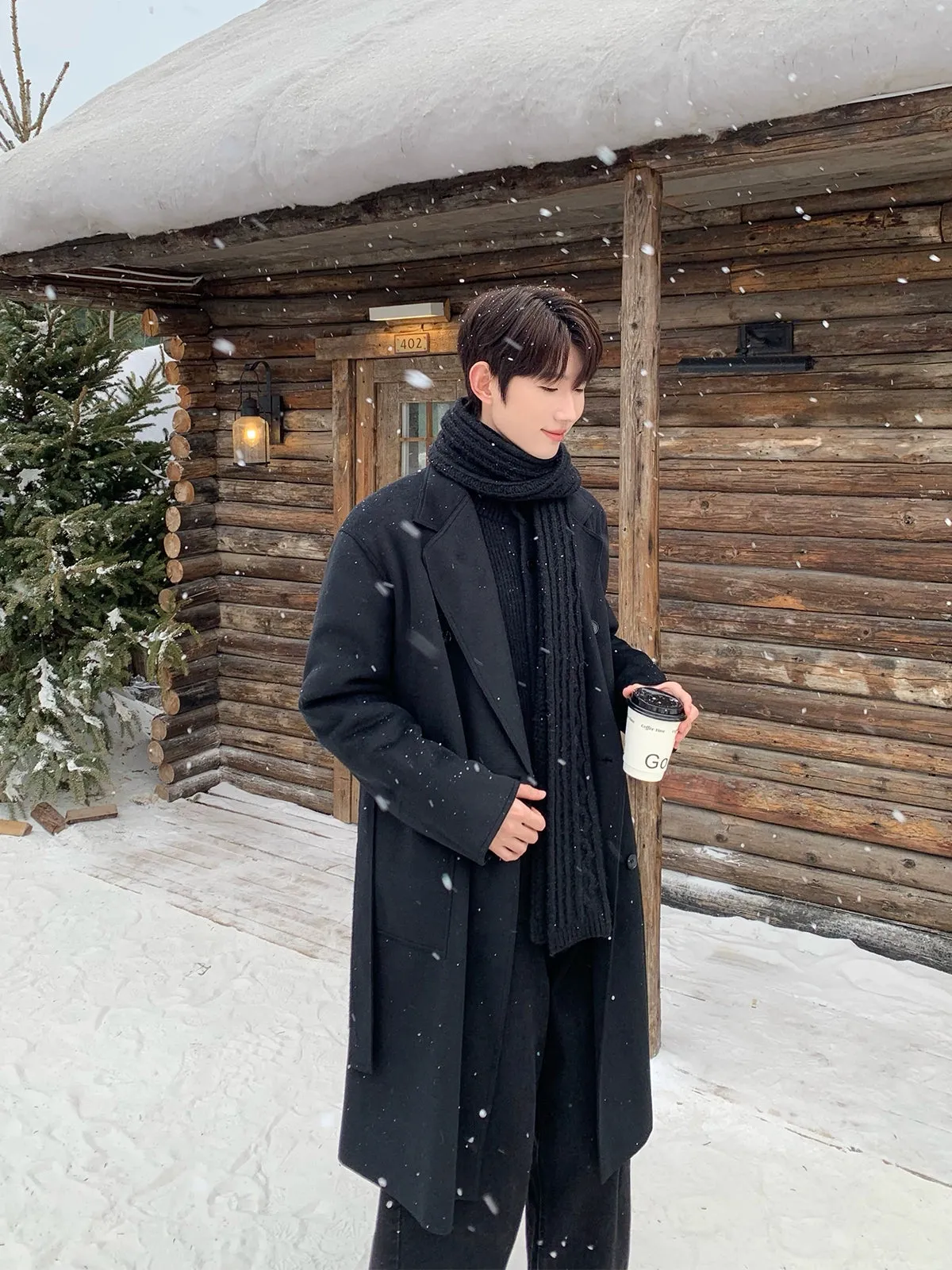 Double-Sided Wool Lapel Coat
