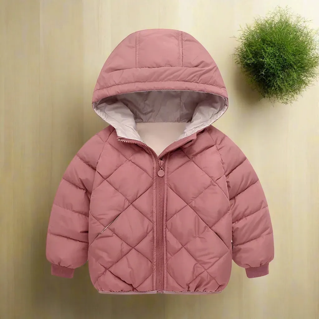 Down Cotton Warm Jacket For Boys and Girls - Blue,Yellow, Red, Creamy, Black