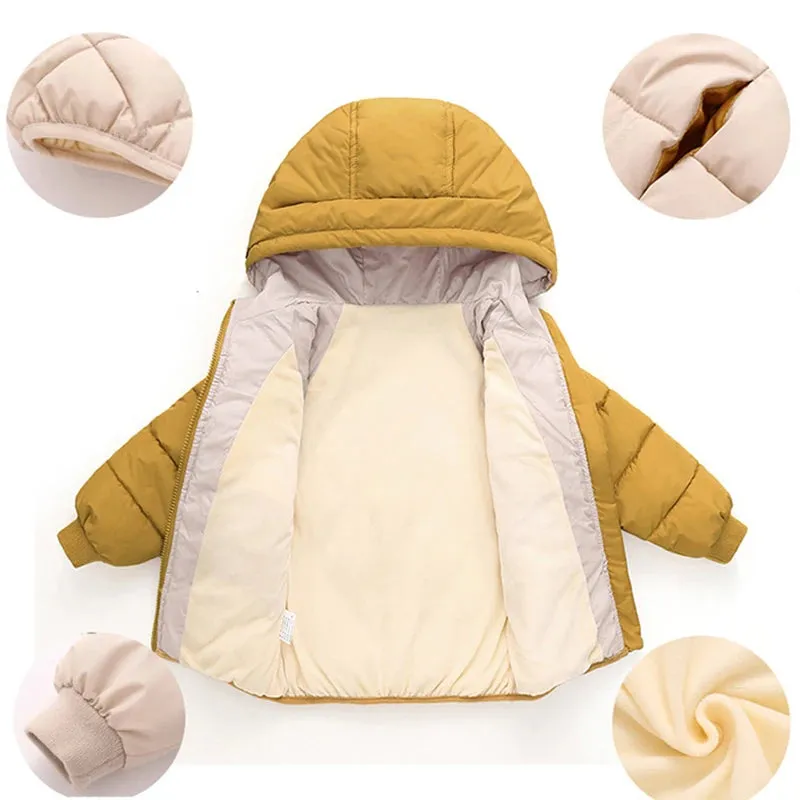 Down Cotton Warm Jacket For Boys and Girls - Blue,Yellow, Red, Creamy, Black