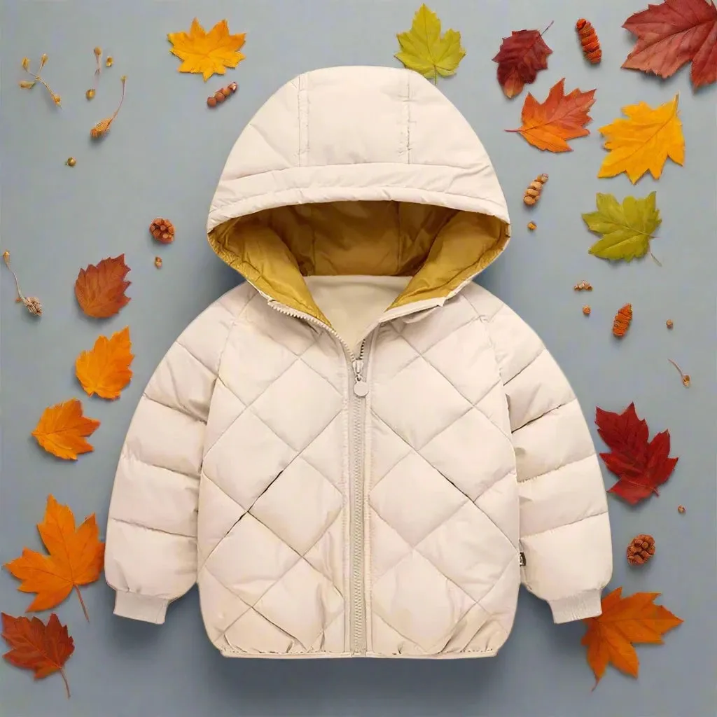 Down Cotton Warm Jacket For Boys and Girls - Blue,Yellow, Red, Creamy, Black