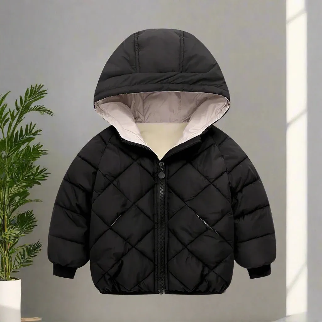 Down Cotton Warm Jacket For Boys and Girls - Blue,Yellow, Red, Creamy, Black