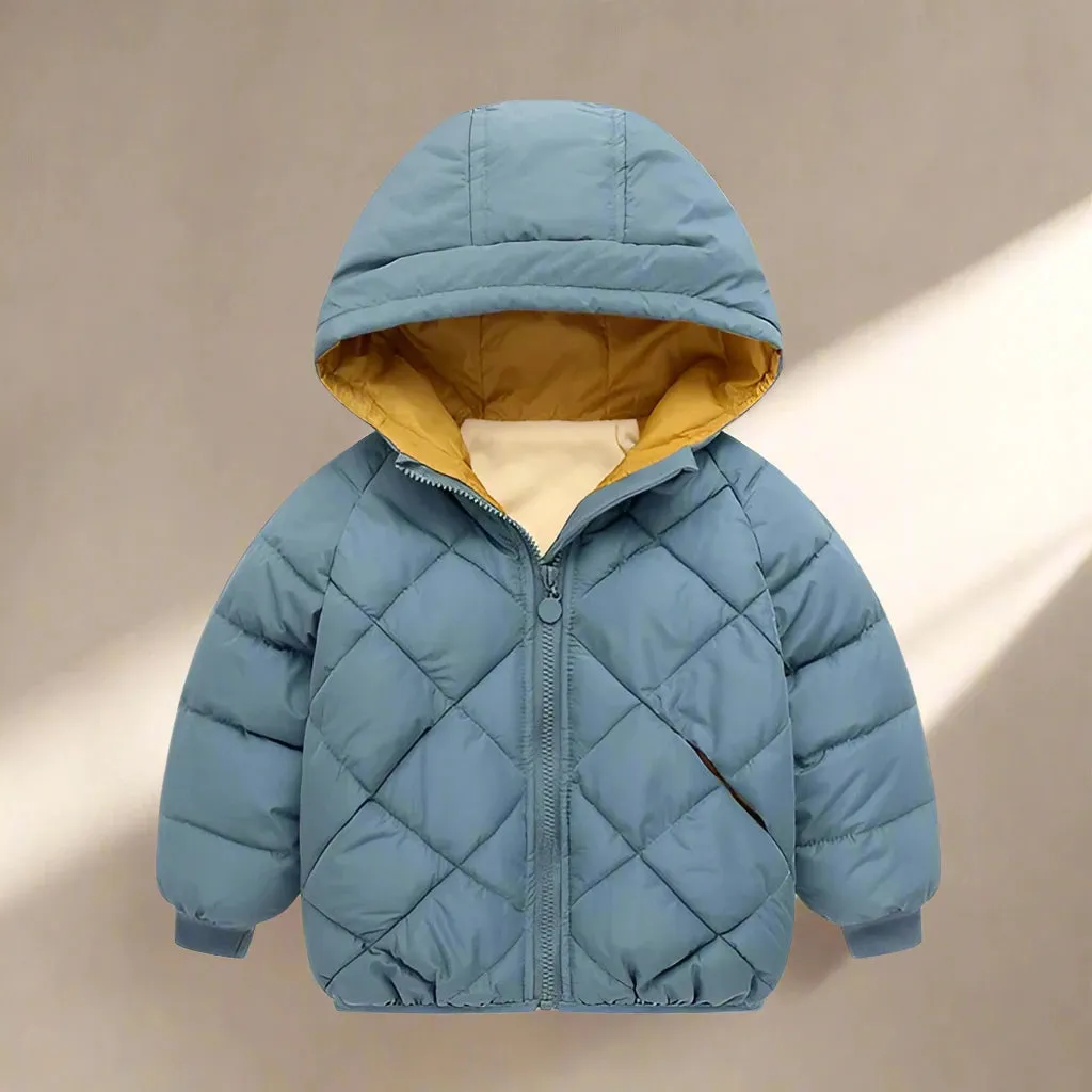 Down Cotton Warm Jacket For Boys and Girls - Blue,Yellow, Red, Creamy, Black