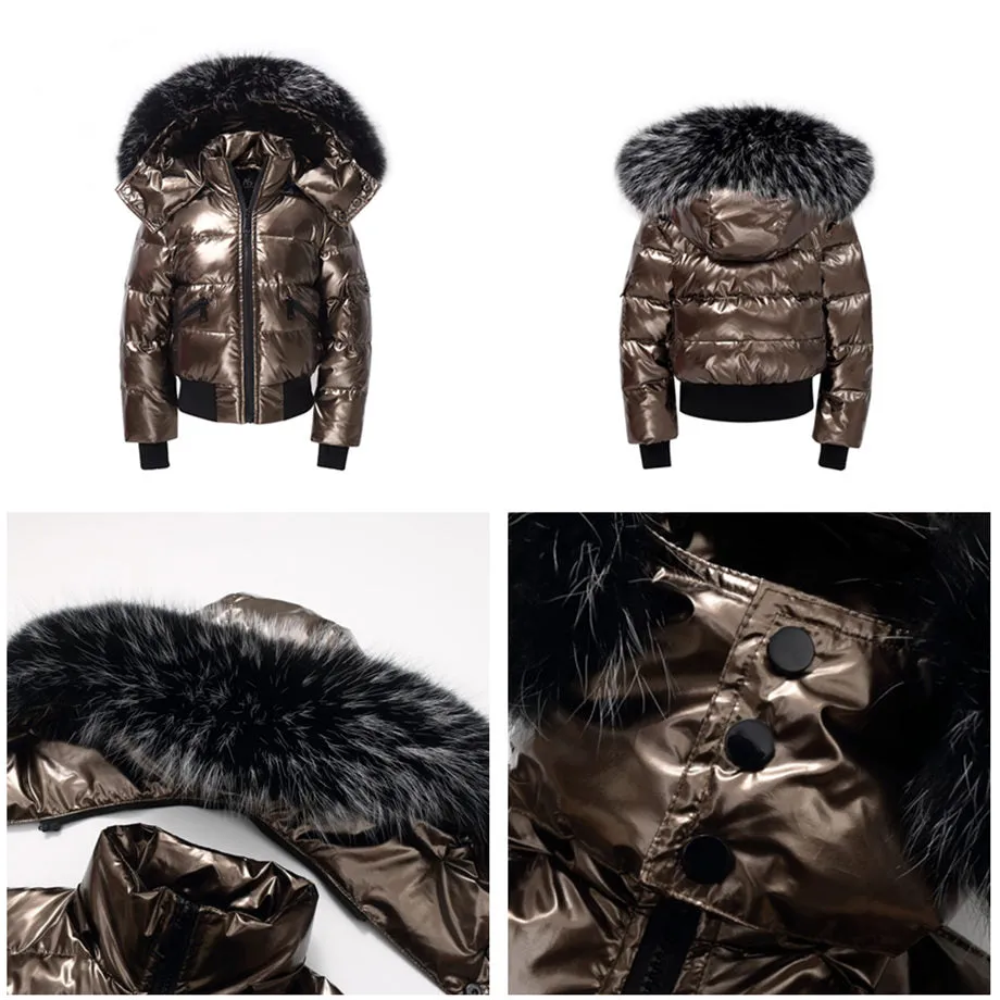 Down Jackets Snowsuit with fur for Boys and Girls 12M-16T