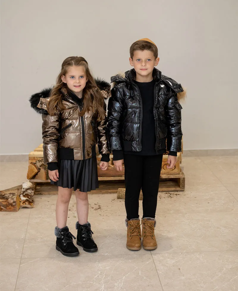 Down Jackets Snowsuit with fur for Boys and Girls 12M-16T