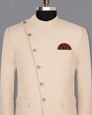 Dust Storm Cross-Buttoned Bandhgala luxurious Linen Blazer