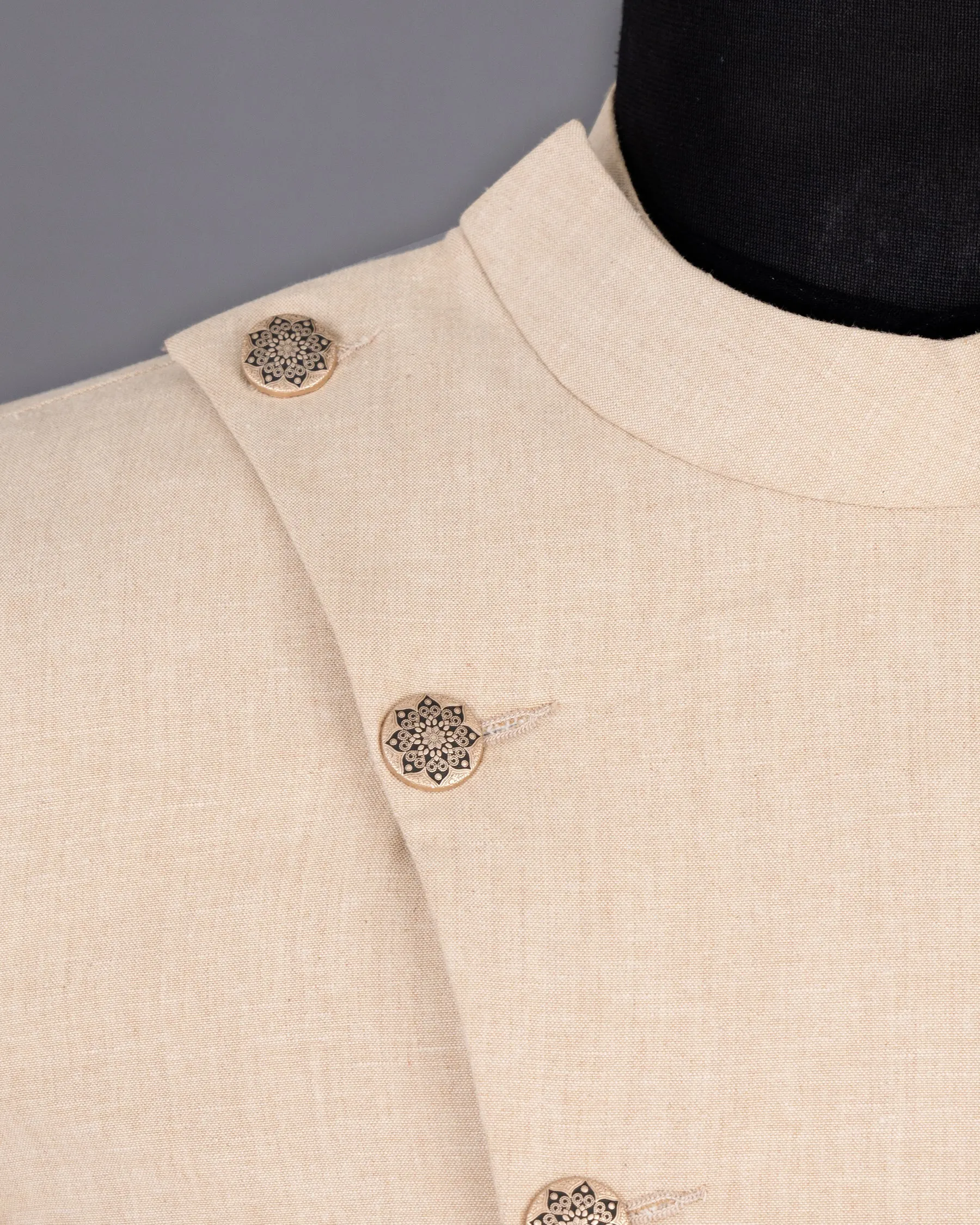 Dust Storm Cross-Buttoned Bandhgala luxurious Linen Blazer