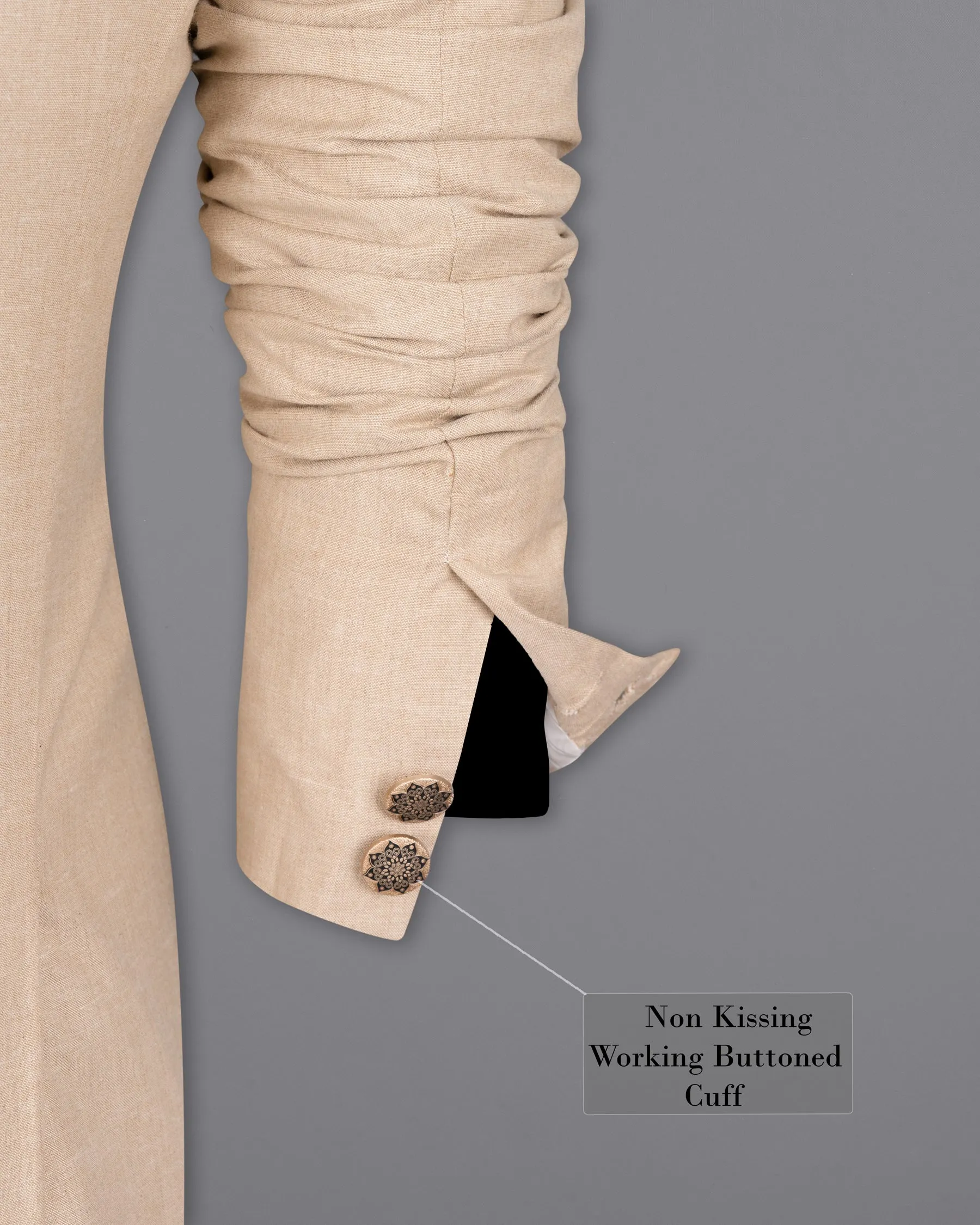 Dust Storm Cross-Buttoned Bandhgala luxurious Linen Blazer