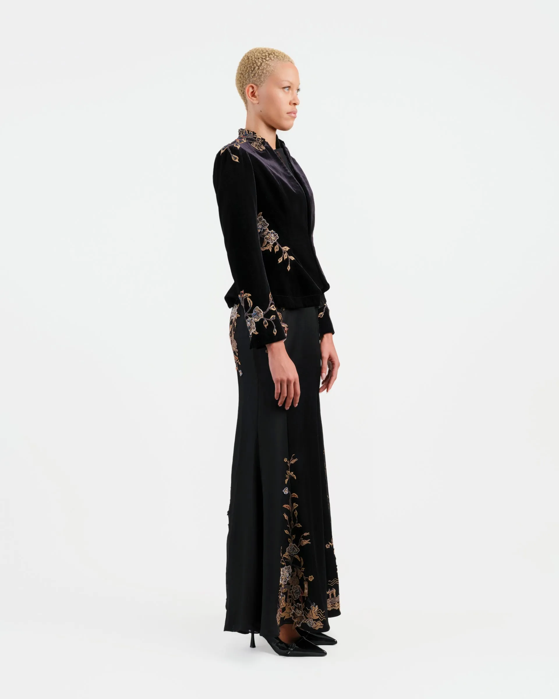 Embroidered High-Waist Blazer