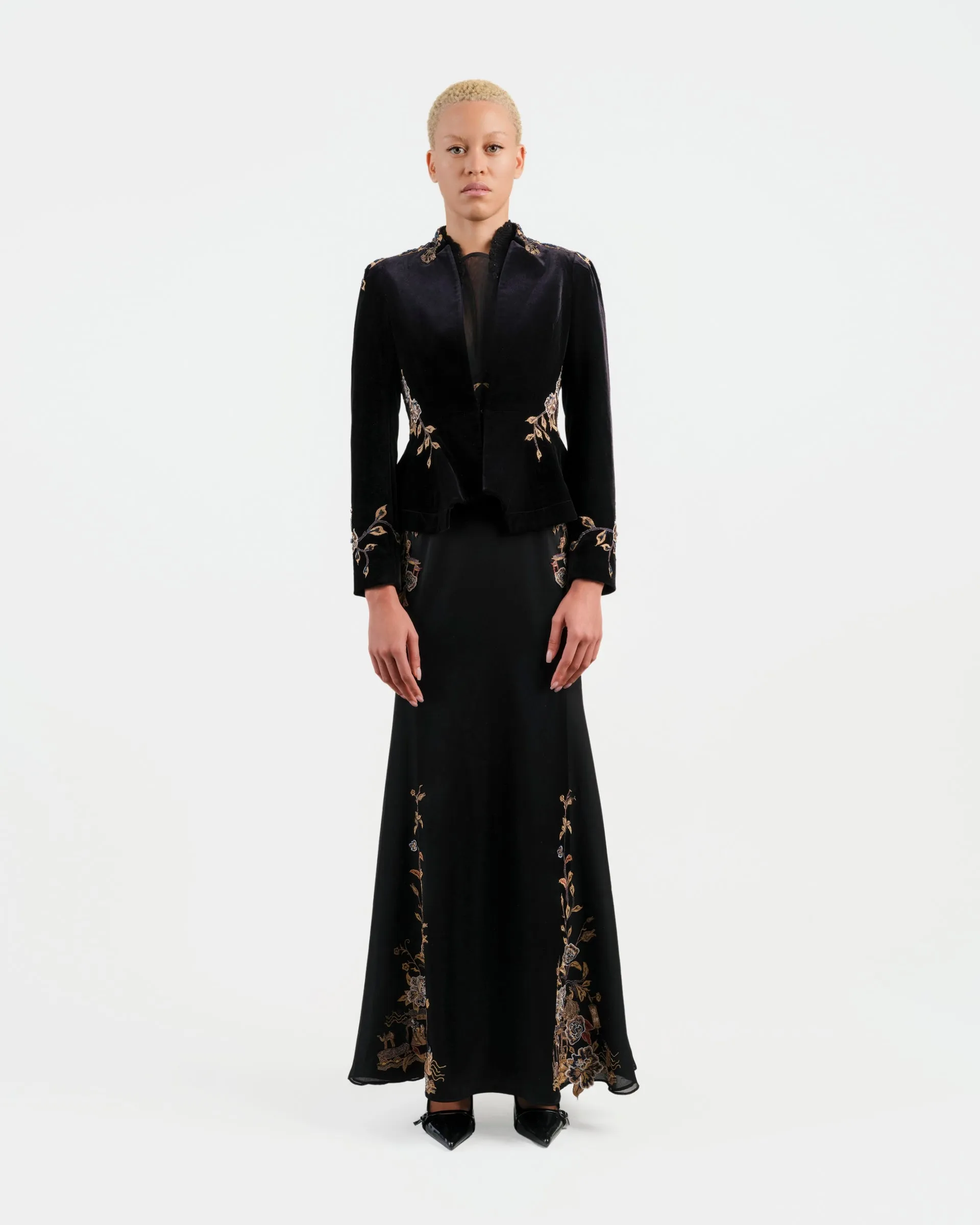 Embroidered High-Waist Blazer